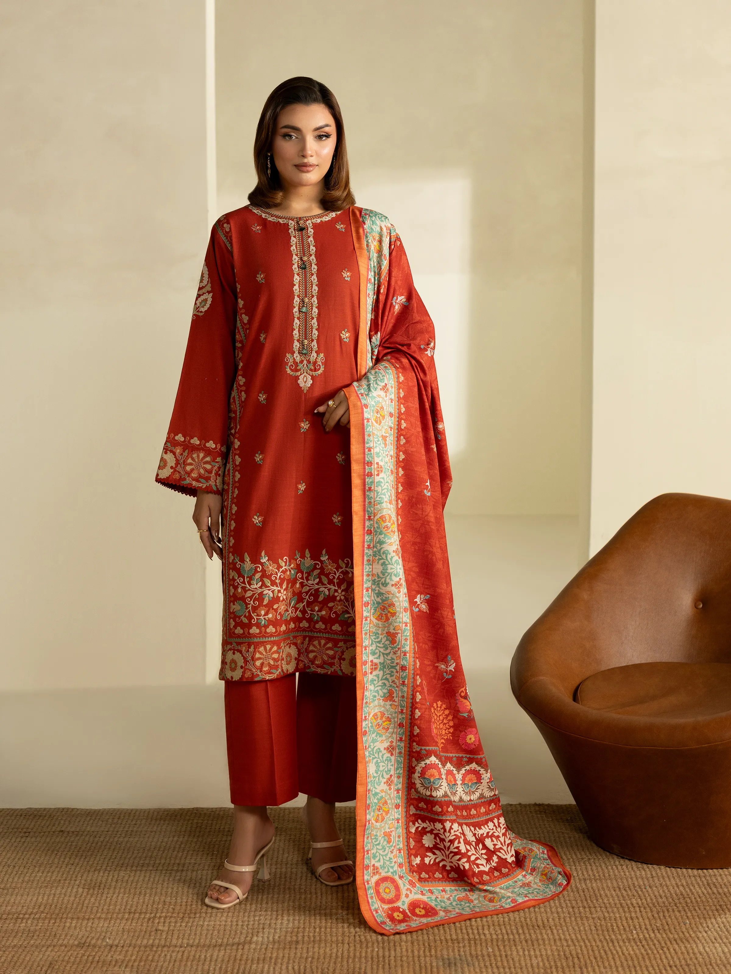 Embroidered Khaddar Suit - EWTKED5-84011-3P