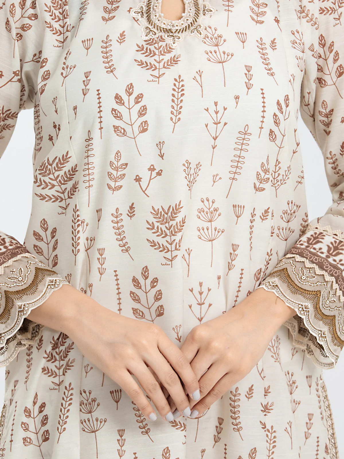 Embroidered Lawn Slub Suit - EWTKE24-69639-3P - Image 3