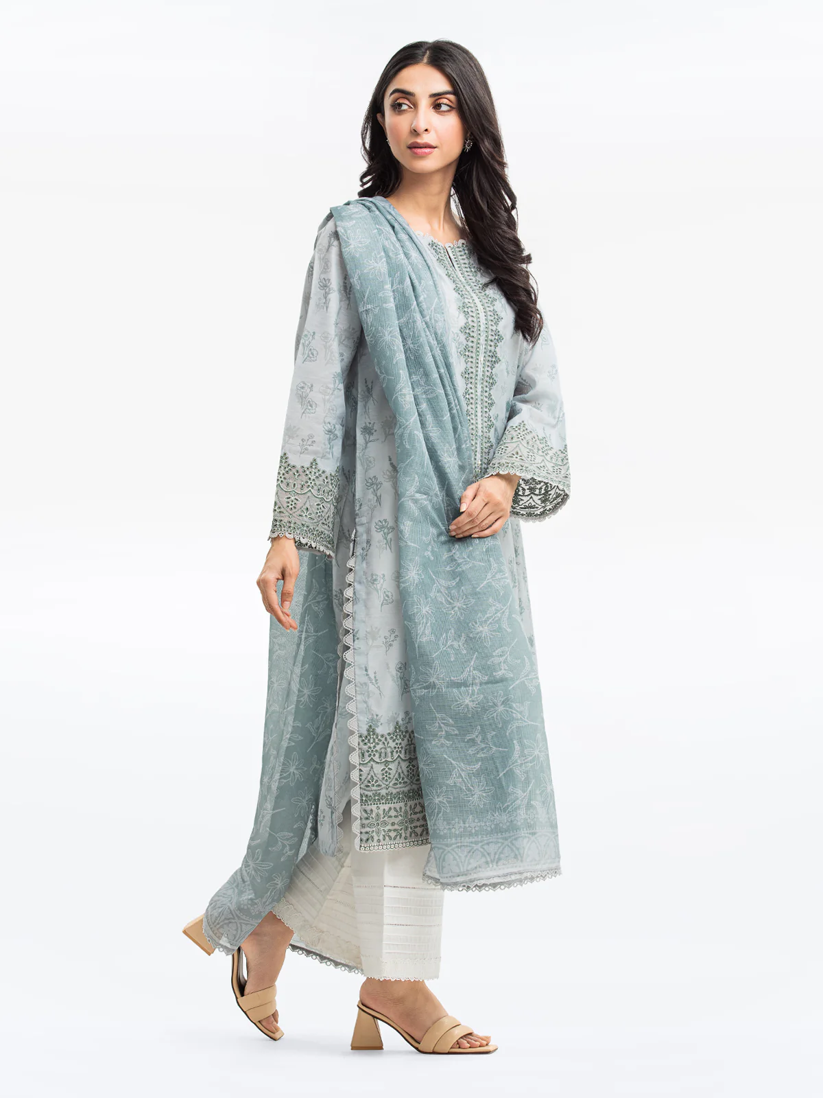 Embroidered Lawn Slub Suit - EWTKE24-69640-3P - Image 6