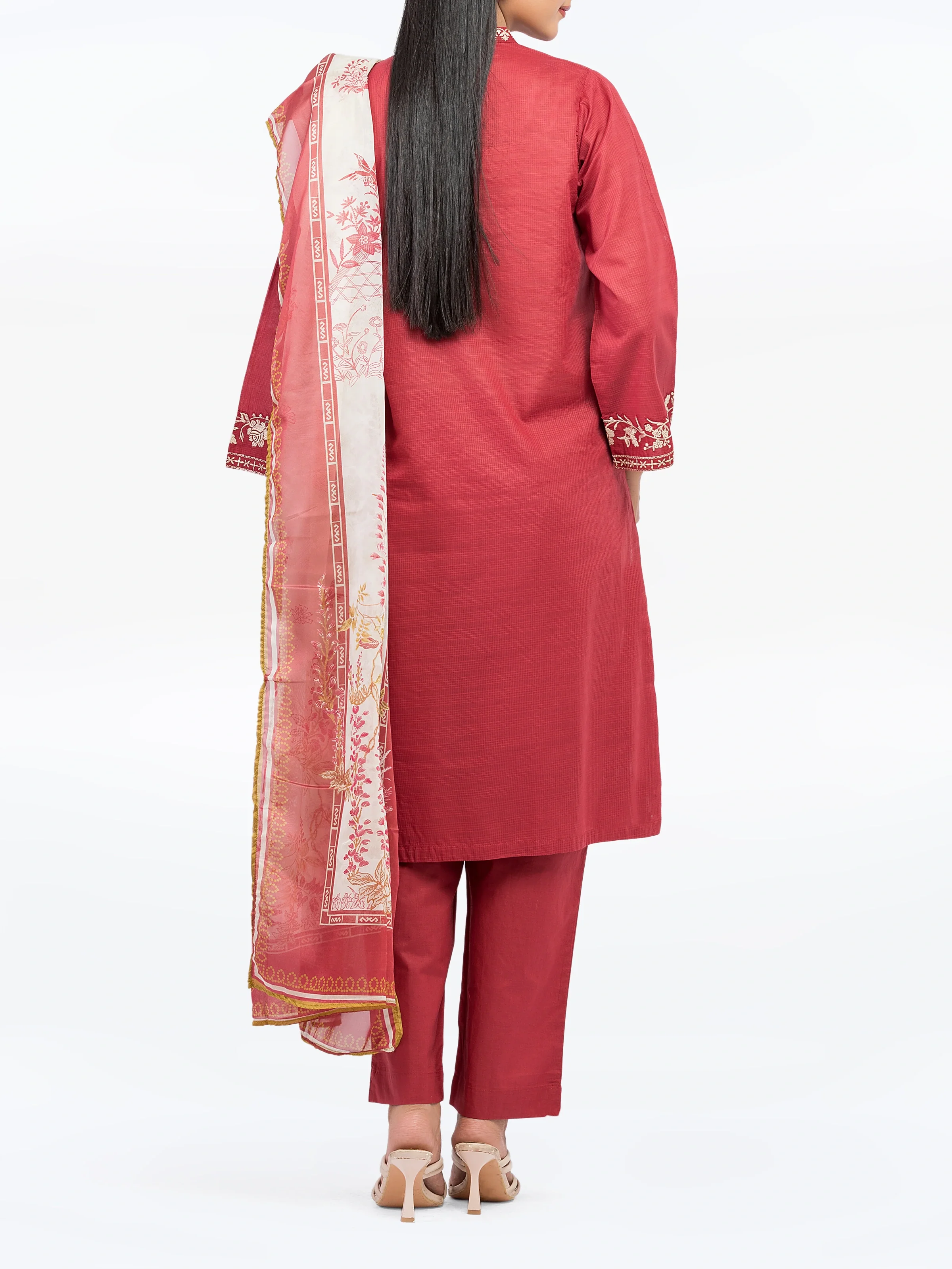 Embroidered Lawn Slub Suit - EWTKE5-82111-3P - Image 6