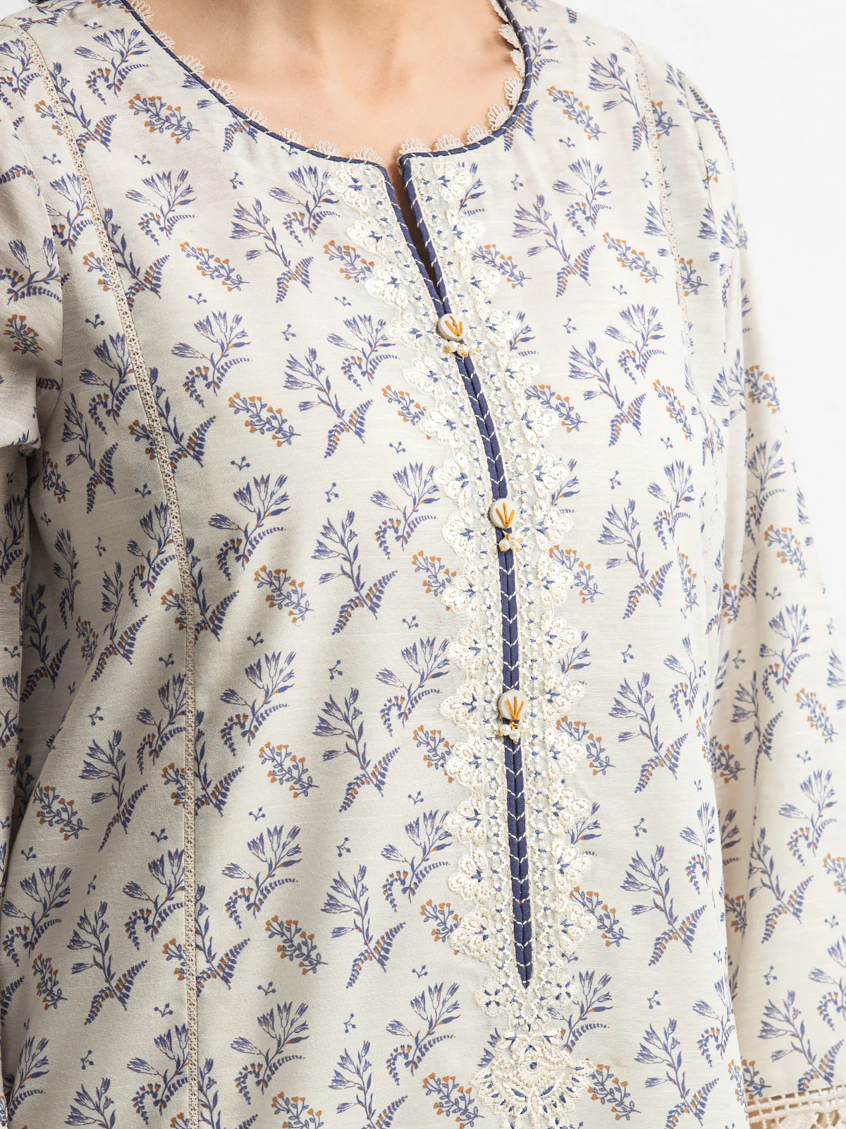 Embroidered Lawn Slub Suit - EWTKE24-69623-3P - Image 3