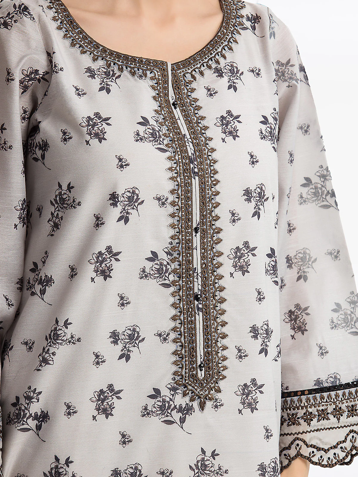 Embroidered Lawn Slub Suit - EWTKE24-69641-3P - Image 4