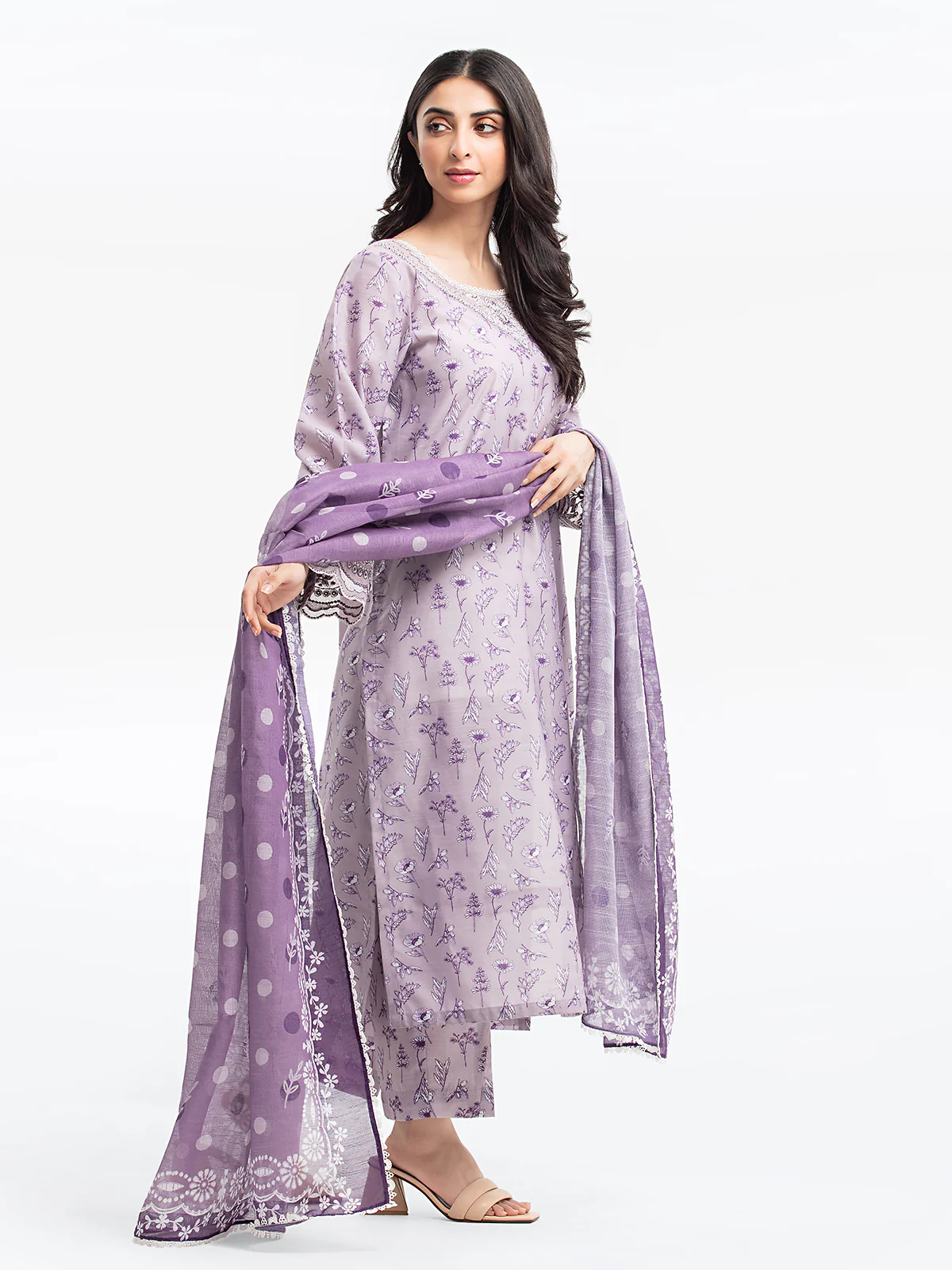 Embroidered Lawn Slub Suit - EWTKE24-69642-3P - Image 3