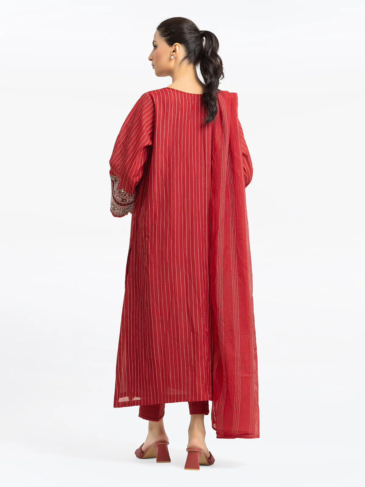 Embroidered Poly Cotton Suit - EWTKE24-80102-3P - Image 5