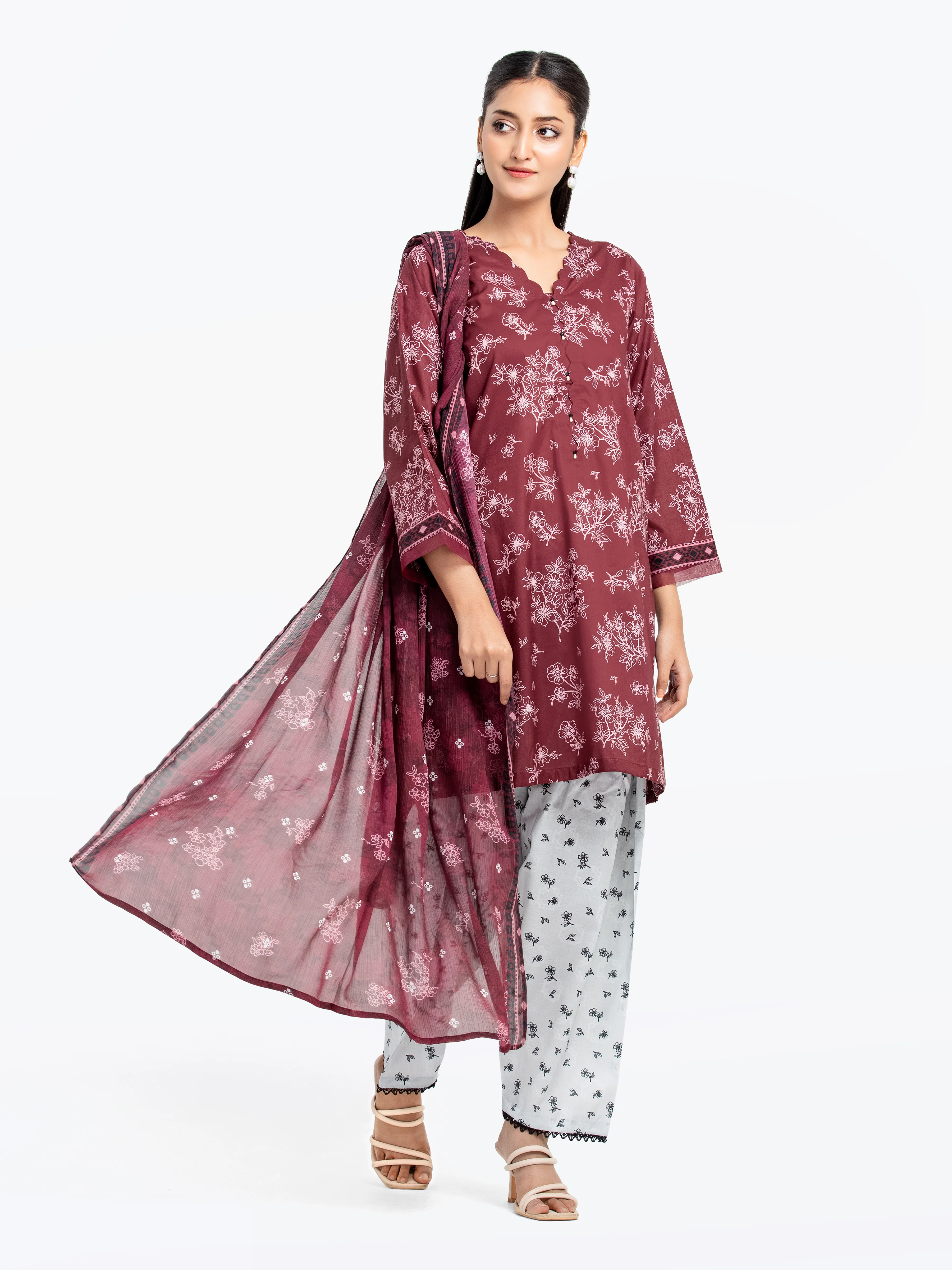 Printed Cambric Suit - EWTKP5-81709-3P