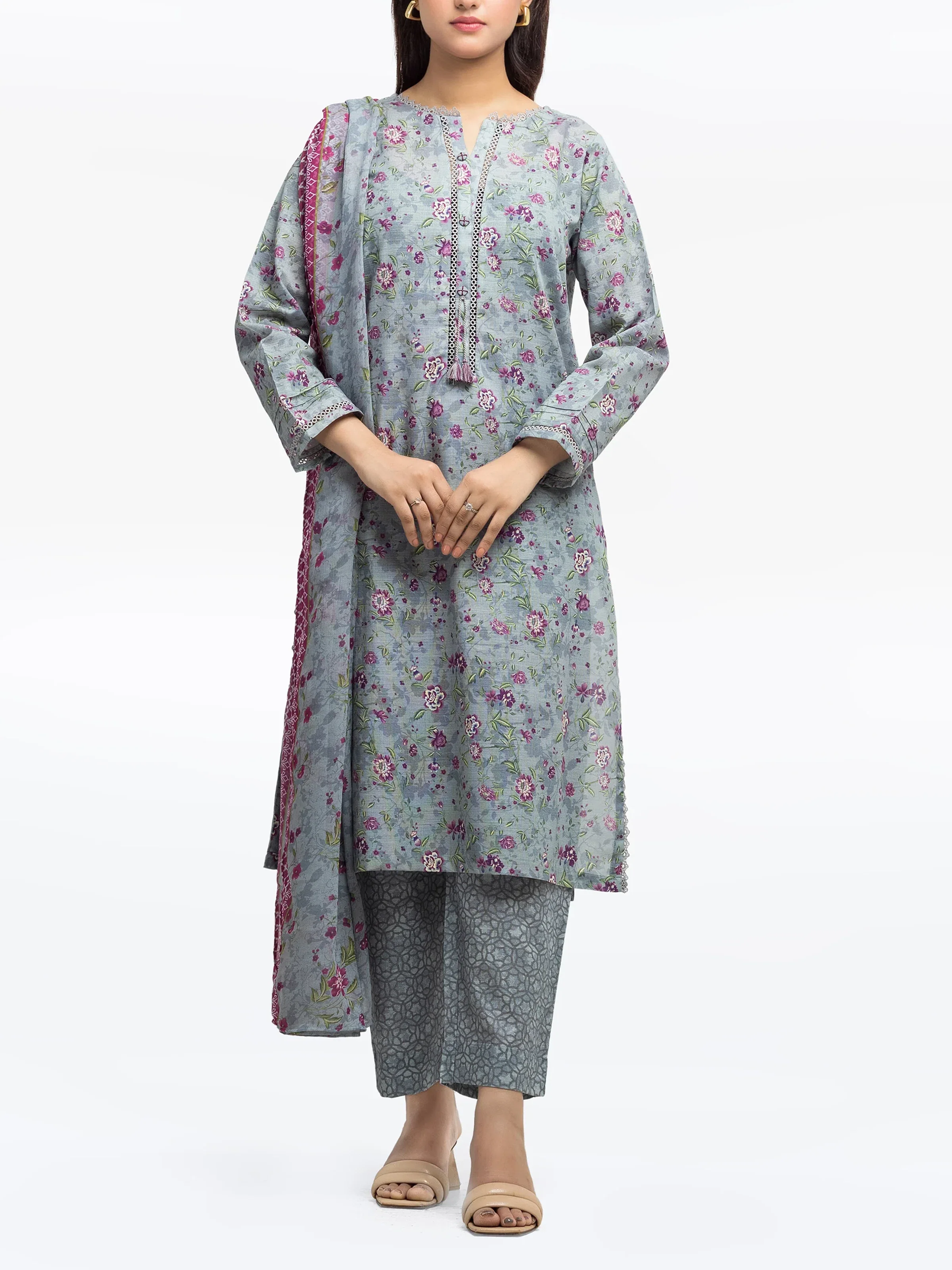 Printed Khaddar Suit - EWTKP24-81497-3P
