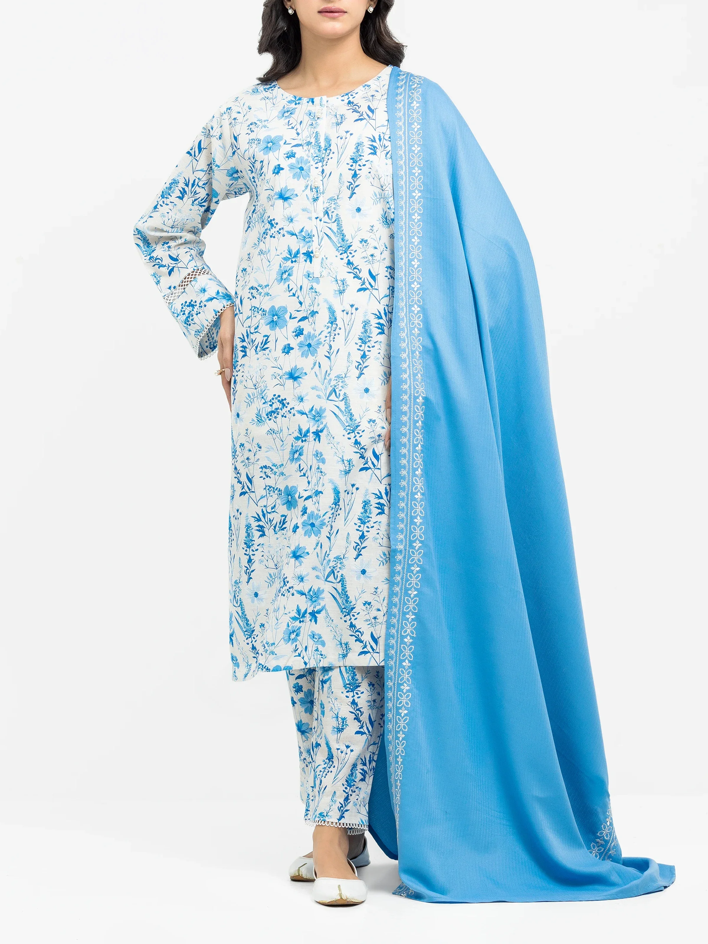 Printed Khaddar Suit - EWTKP24-81530-3P