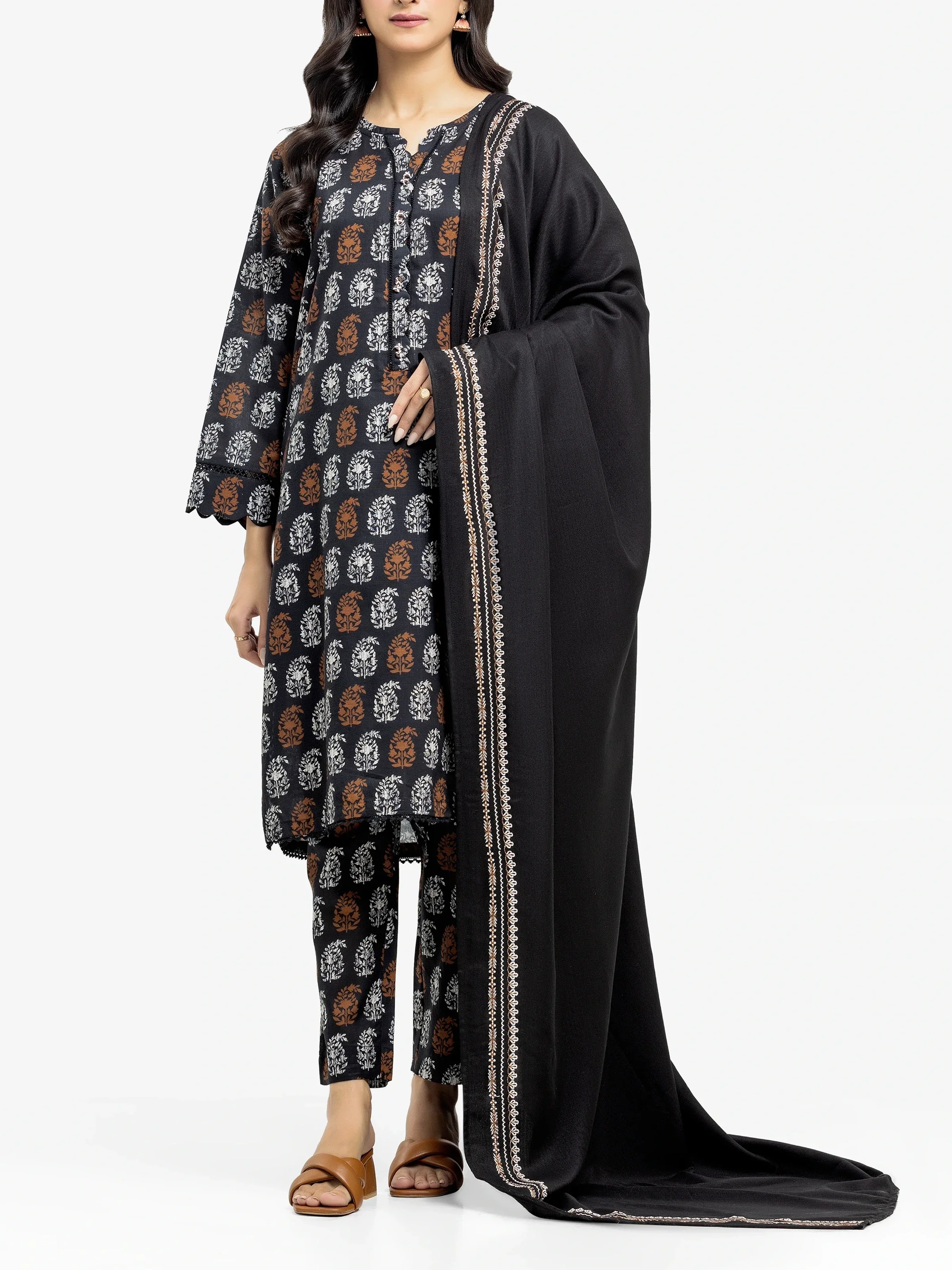 Printed Khaddar Suit - EWTKP24-81534-3P