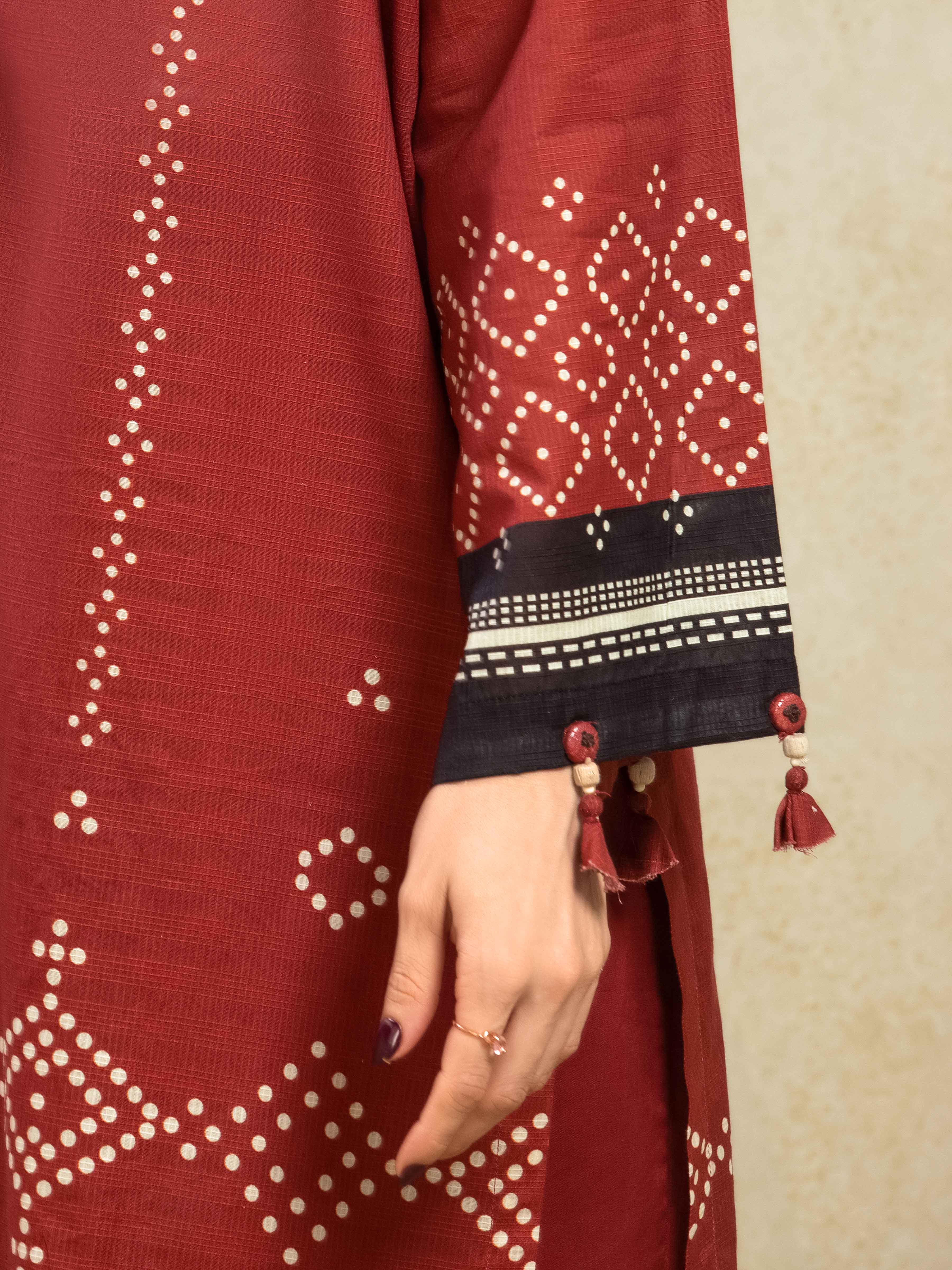 Printed Lawn Slub Suit - EWTKP5-81740-3P - Image 4