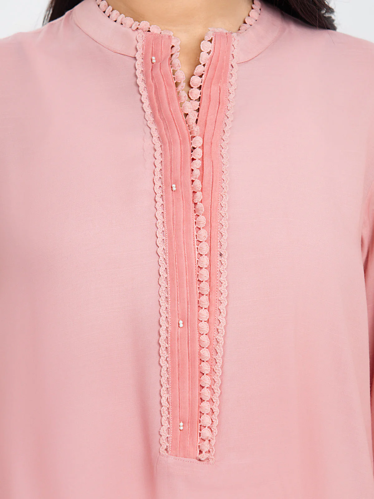Embroidered Raw Silk Suit - EWTPLE24-00020-3P - Image 4