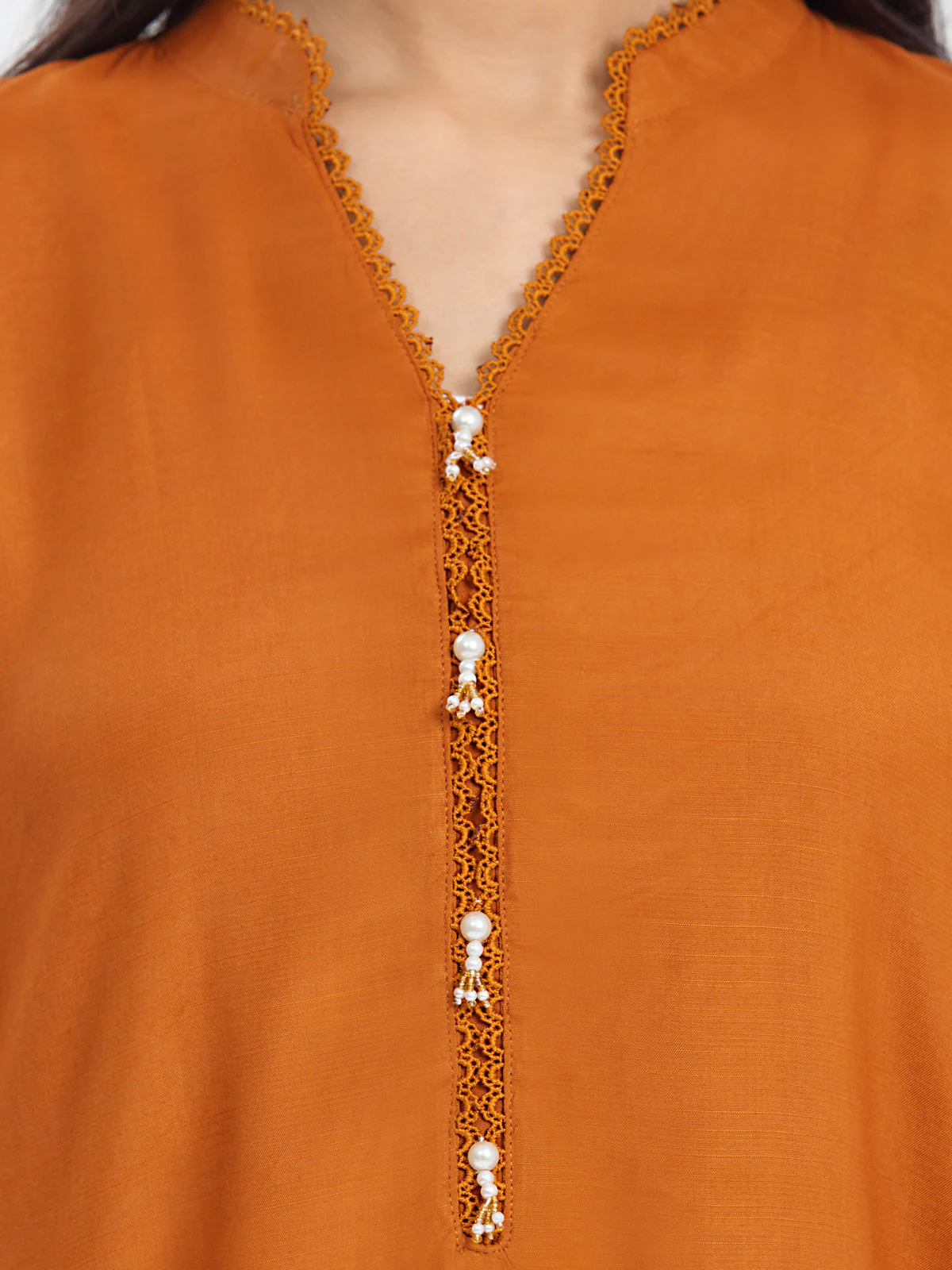 Embroidered Raw Silk Suit - EWTPLE24-00022-3P - Image 3