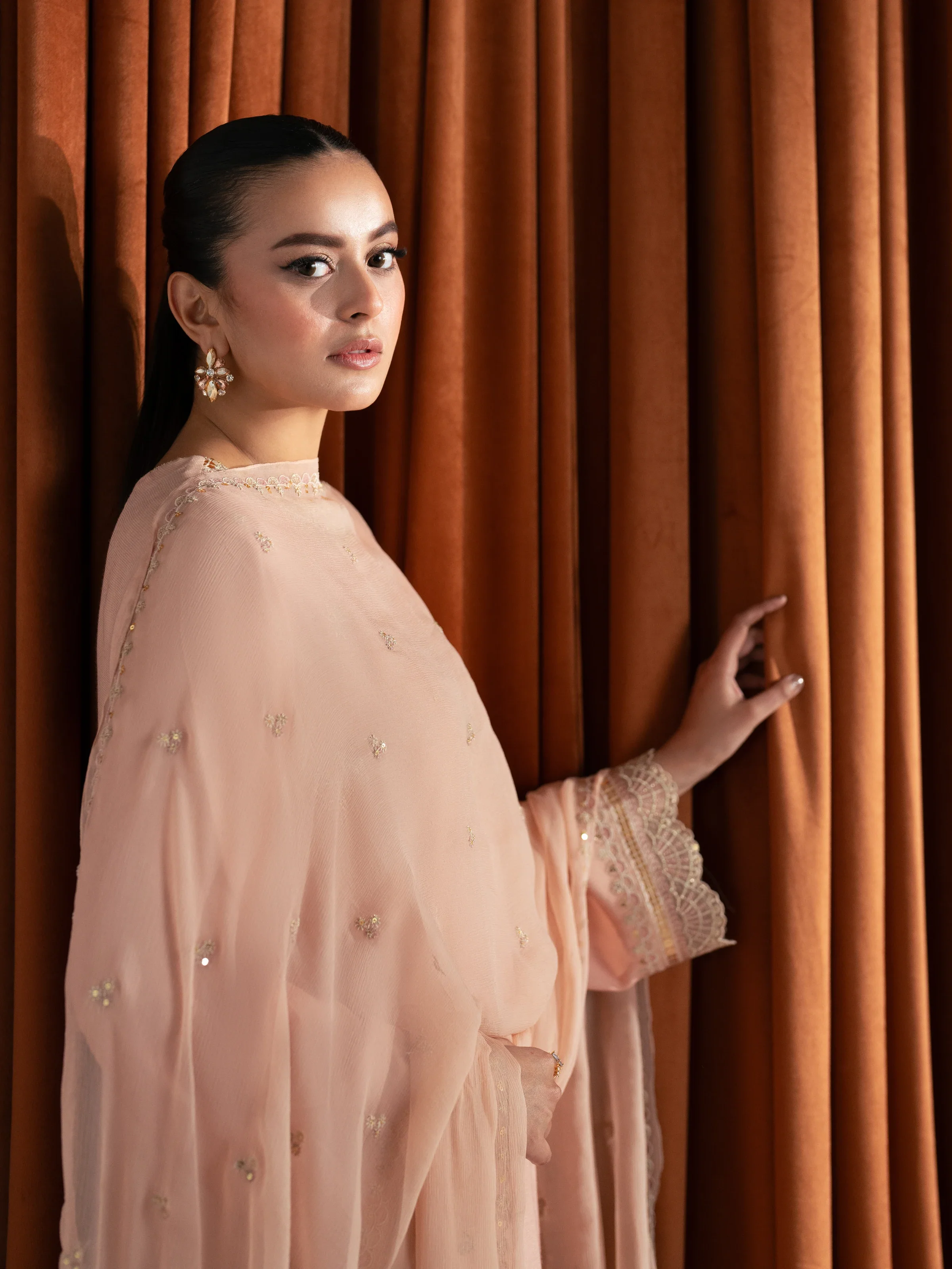Embroidered Raw Silk Suit - EWTPLE24-00036-3P - Image 2