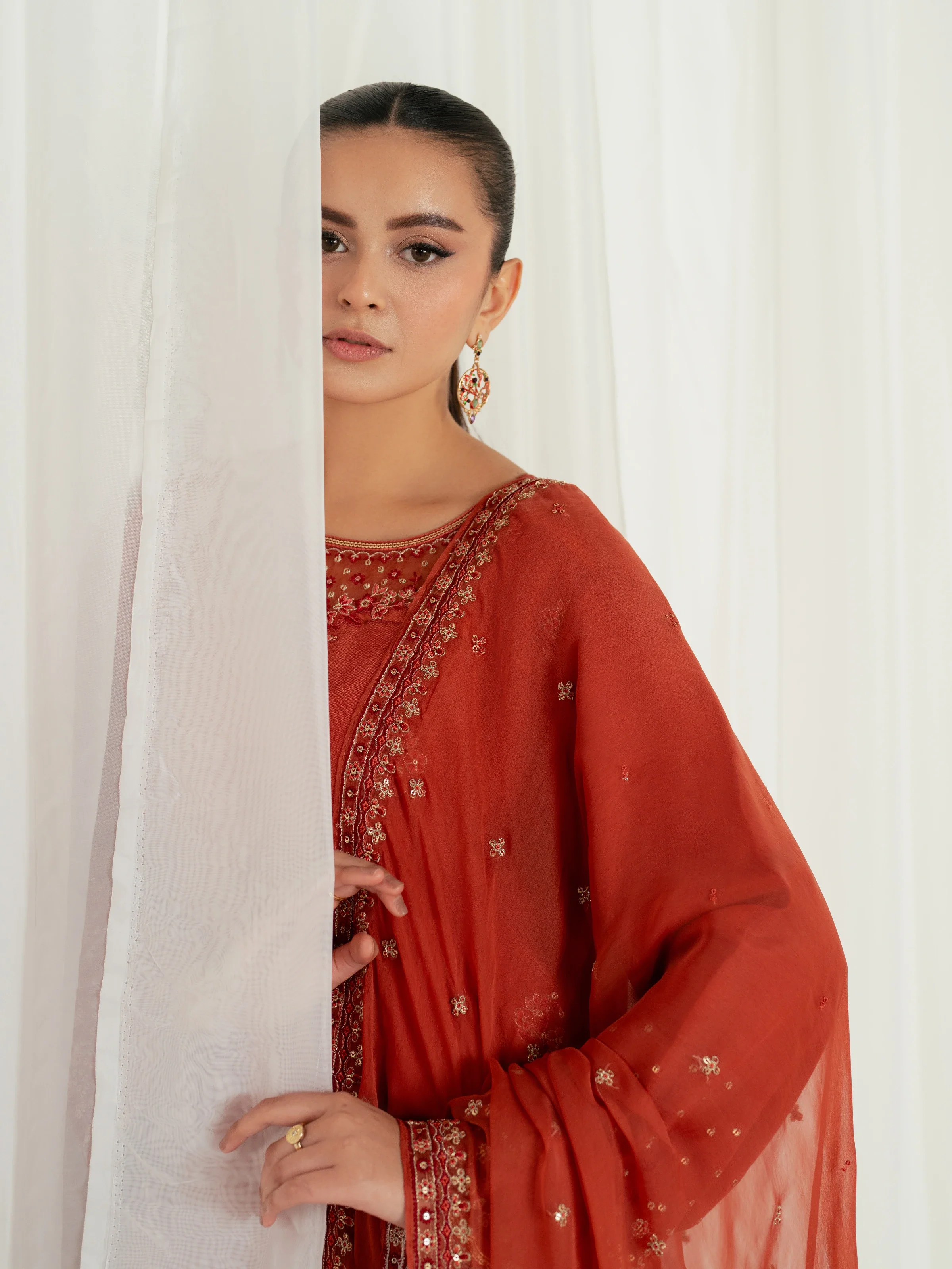 Embroidered Raw Silk Suit - EWTPLE24-00040-3P - Image 2