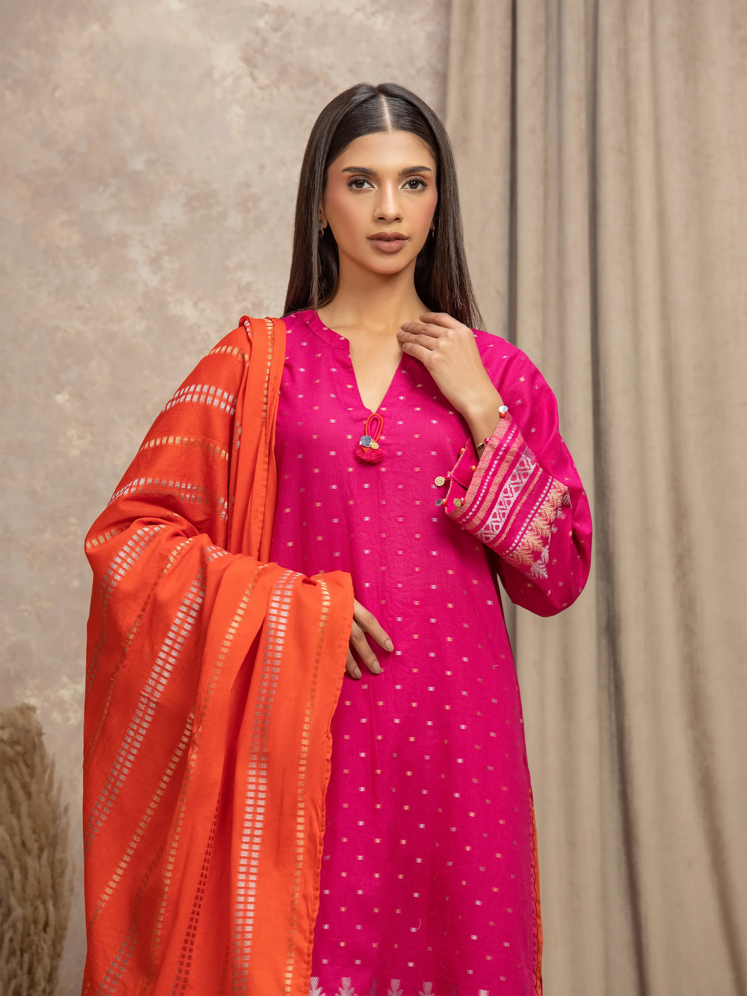 Solid Jacquard Suit - EWTKS5-82418-3P - Image 2