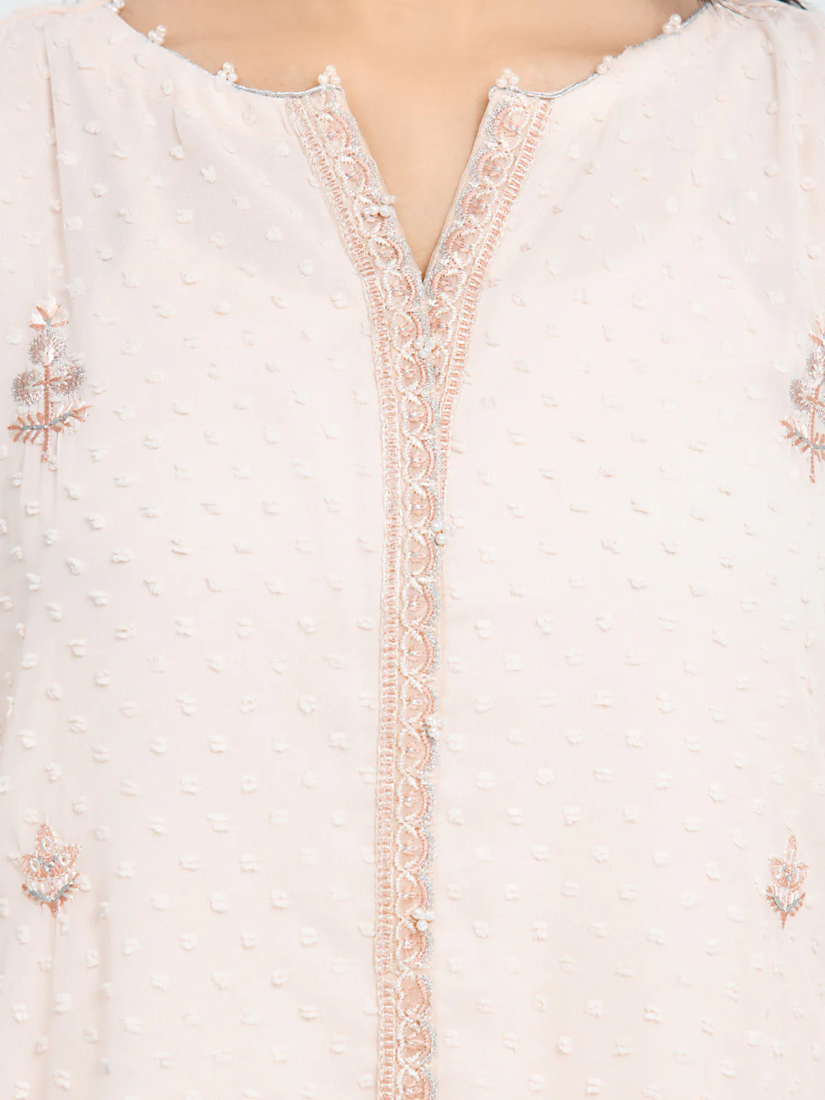 Embroidered Wrinkle Chiffon Suit - EWTPLE24-00028-3P - Image 4