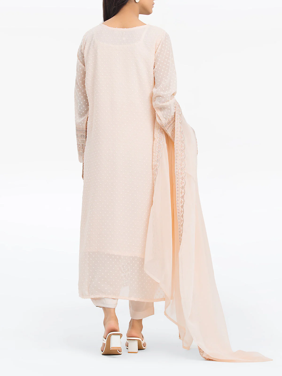 Embroidered Wrinkle Chiffon Suit - EWTPLE24-00028-3P - Image 6