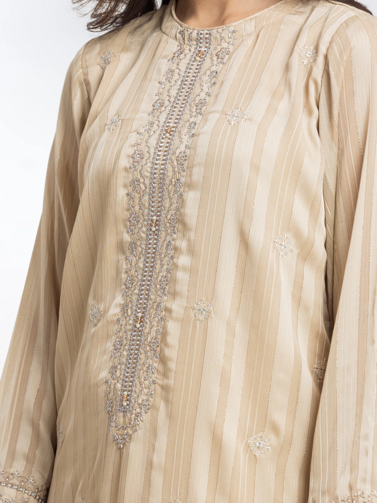 Embroidered Wrinkle Chiffon Suit - EWTPLE24-00032-3P - Image 3