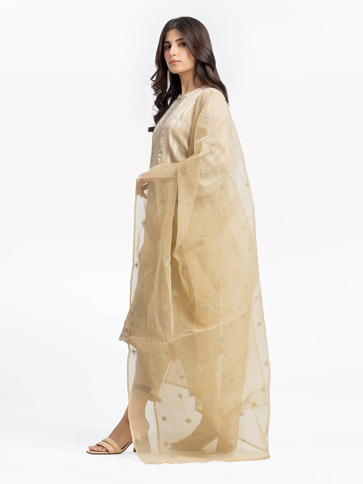 Embroidered Wrinkle Chiffon Suit - EWTPLE24-00032-3P - Image 4