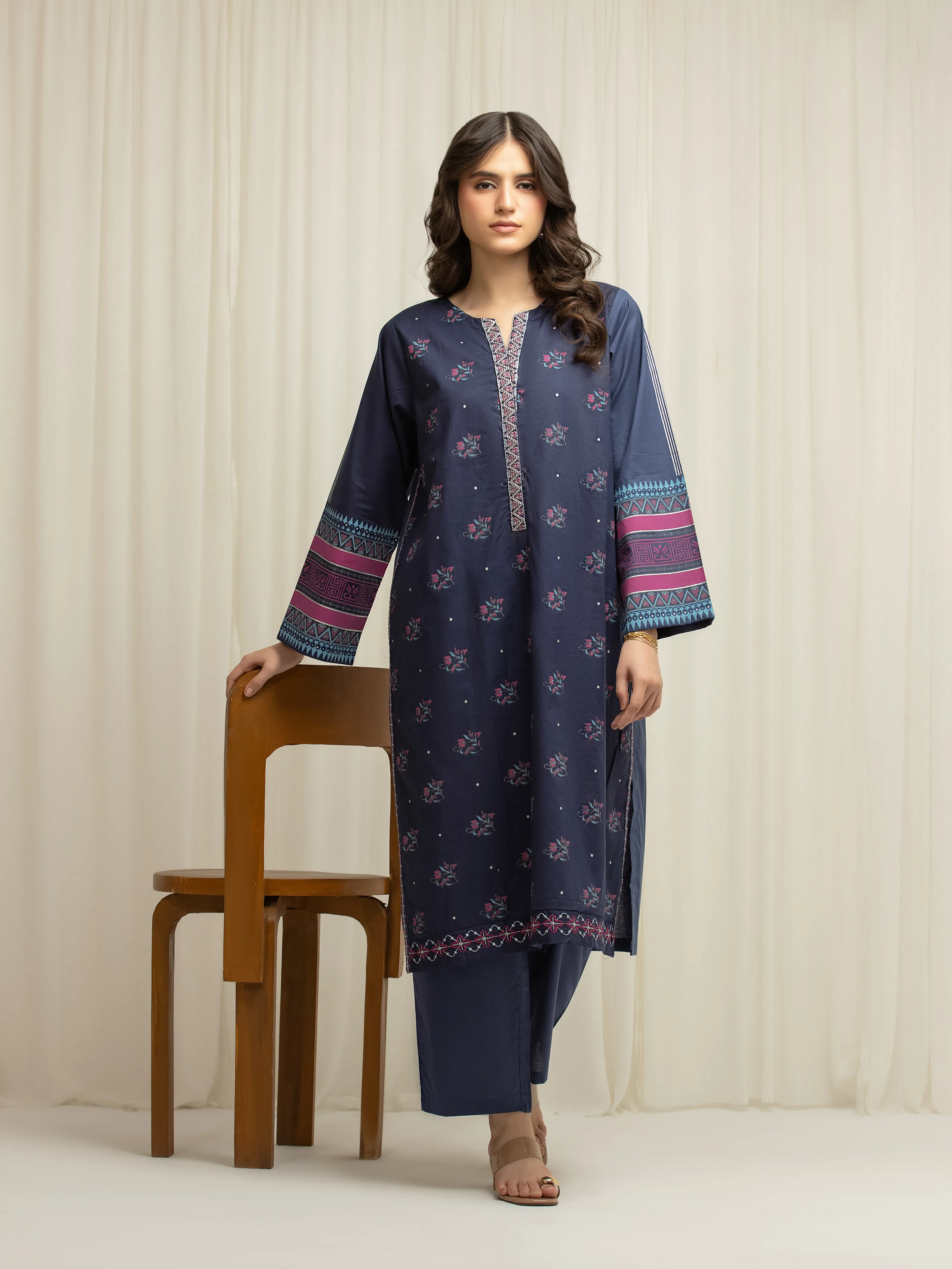 Embroidered Cambric Shirt Trouser - EWTKE5-81623ST