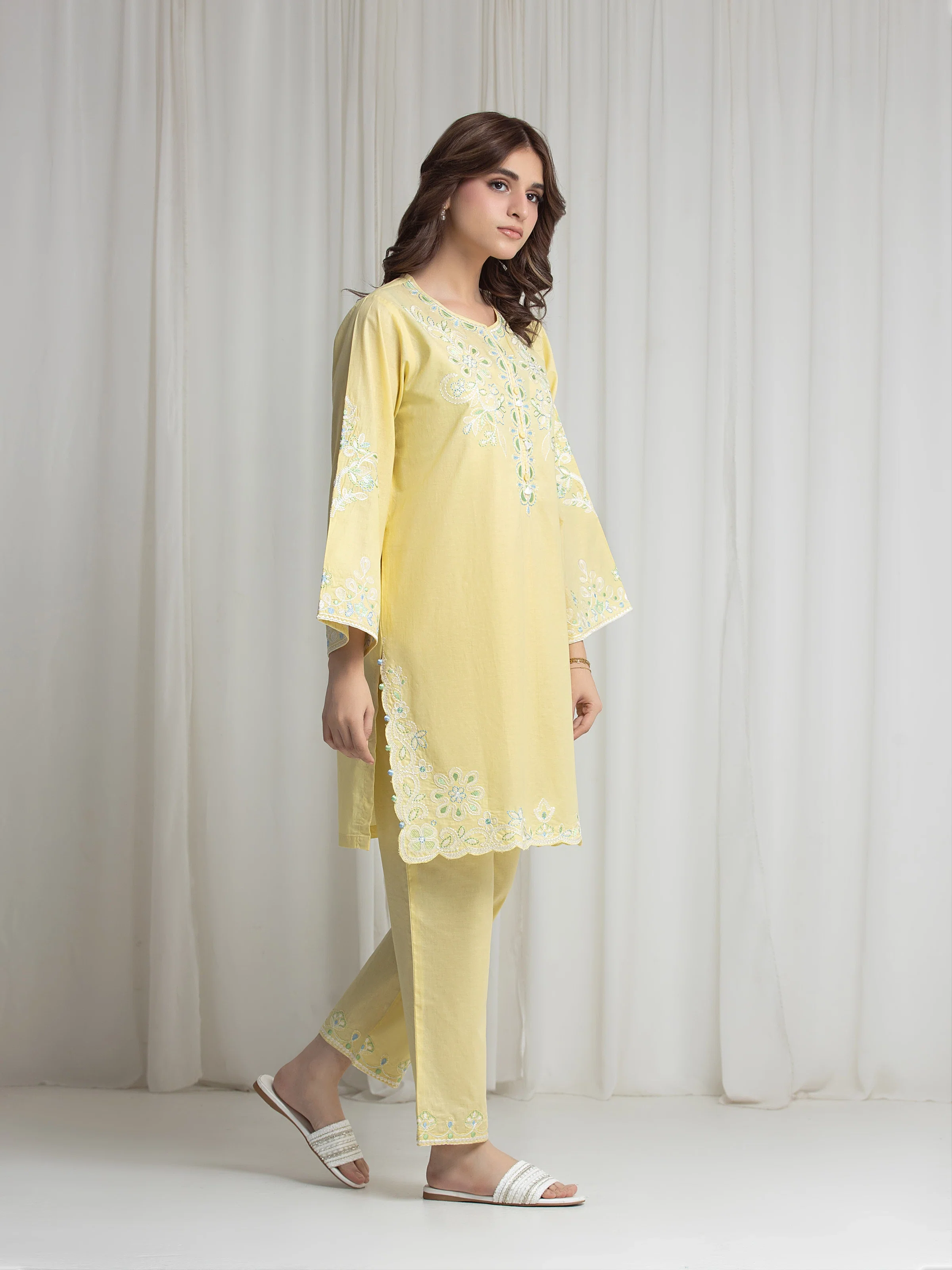 Embroidered Cambric Co-Ord Set - EWTKED6-86122ST - Image 5