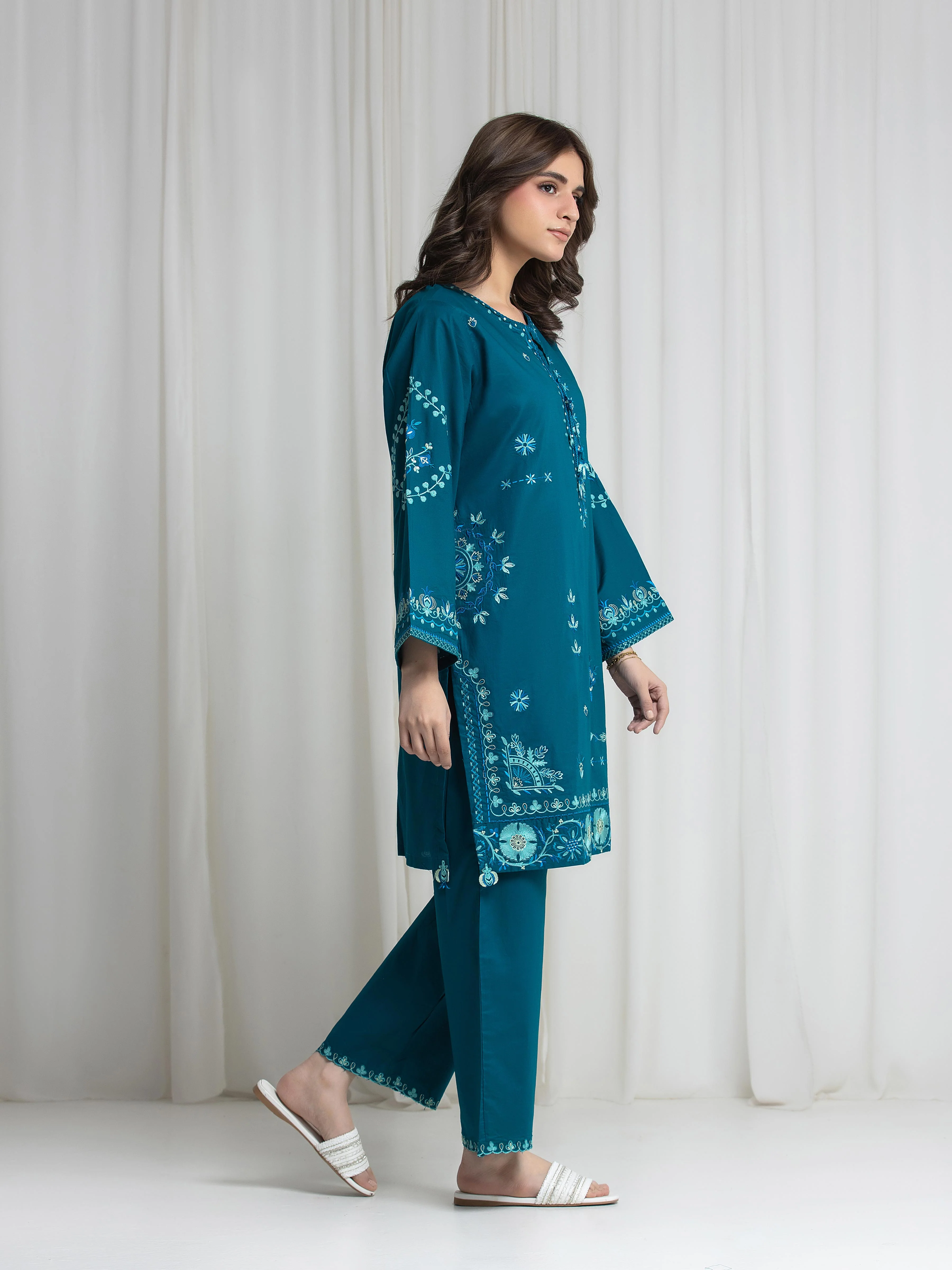 Embroidered Cambric Co-Ord Set - EWTKED6-86128ST - Image 3