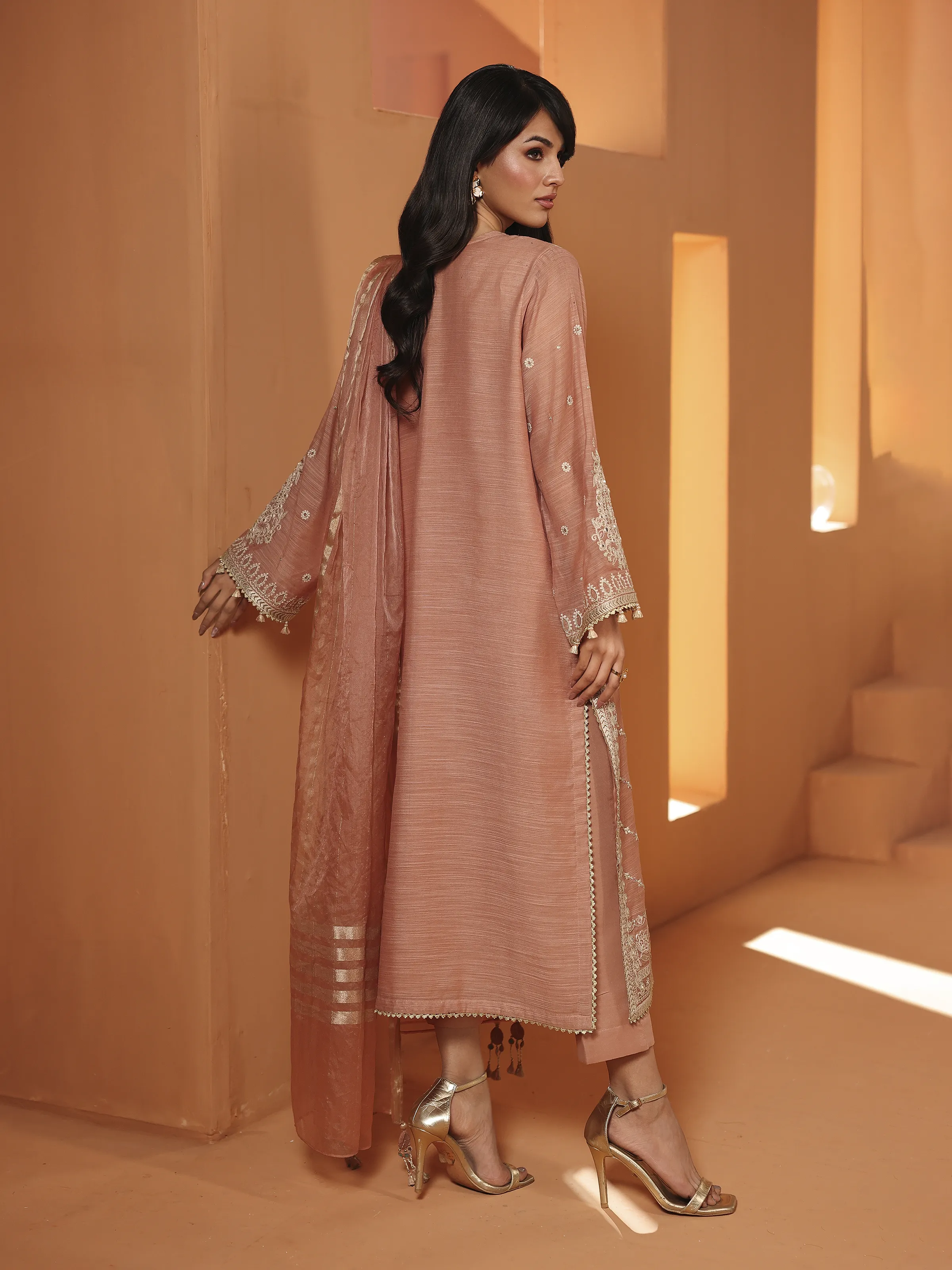 Embroidered Chanderi Suit - EWTKED6-84109-3P - Image 5