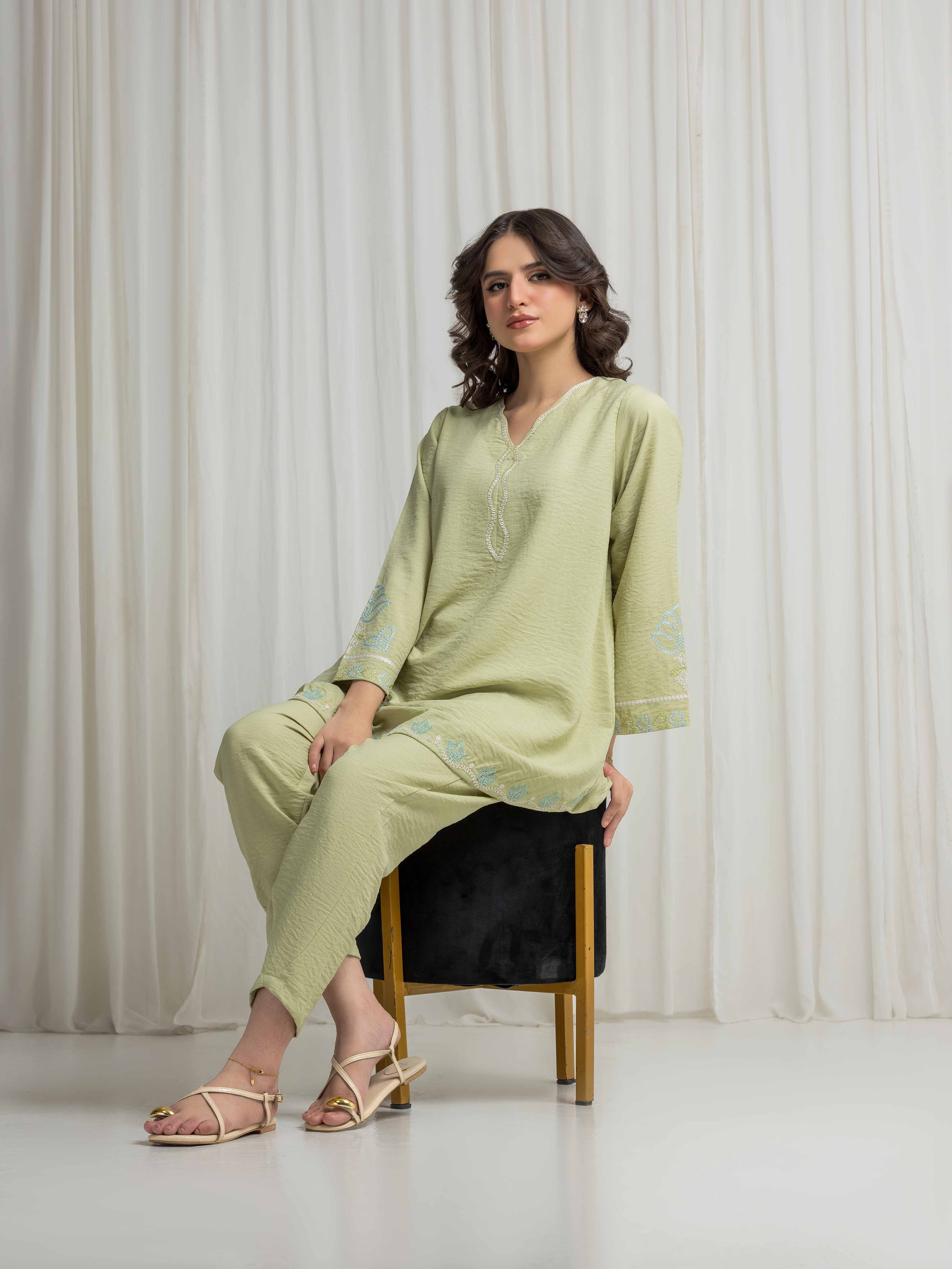 Embroidered Georgette Shirt Trouser - EWTKED6-86160ST