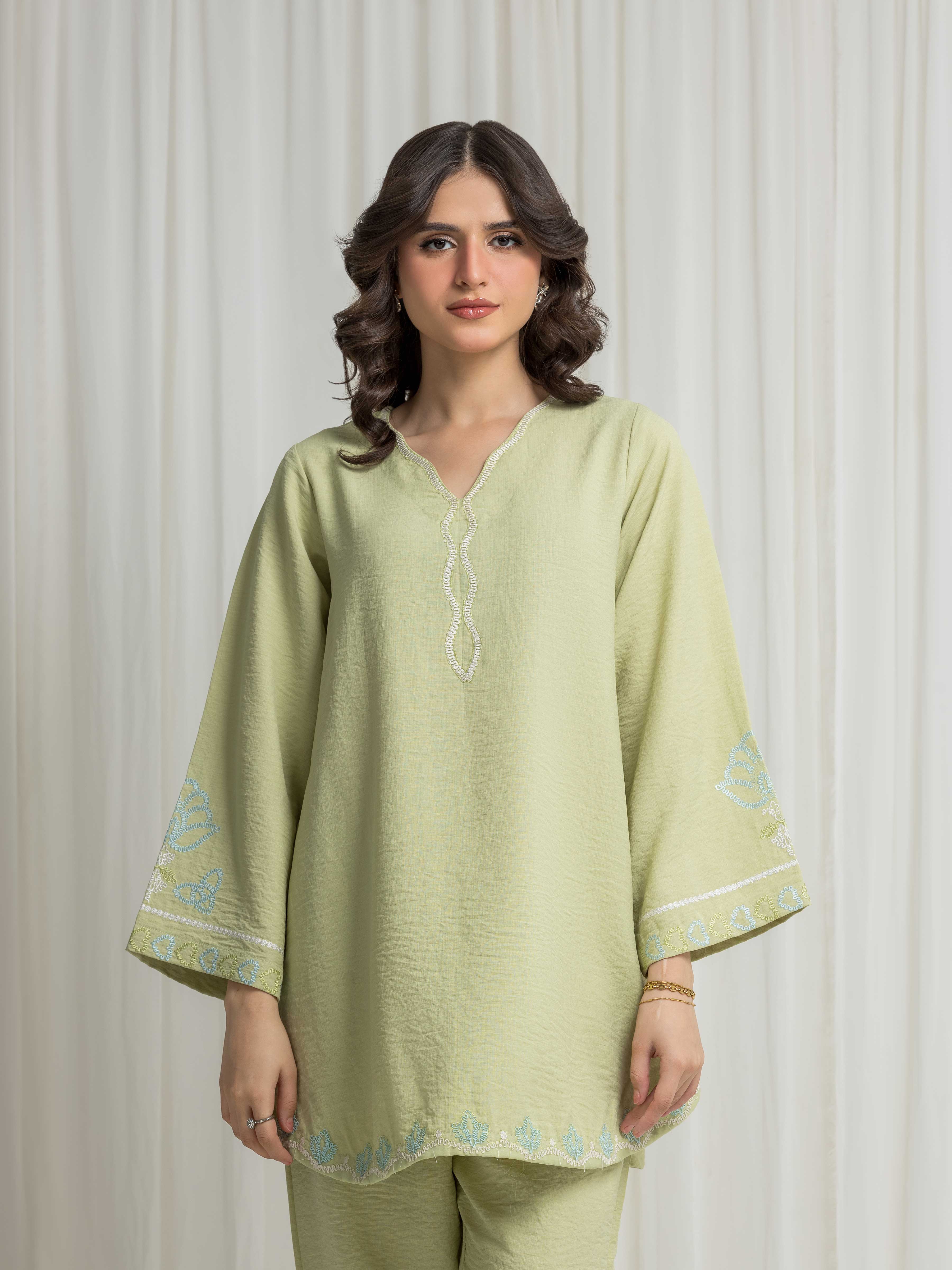 Embroidered Georgette Shirt Trouser - EWTKED6-86160ST - Image 3