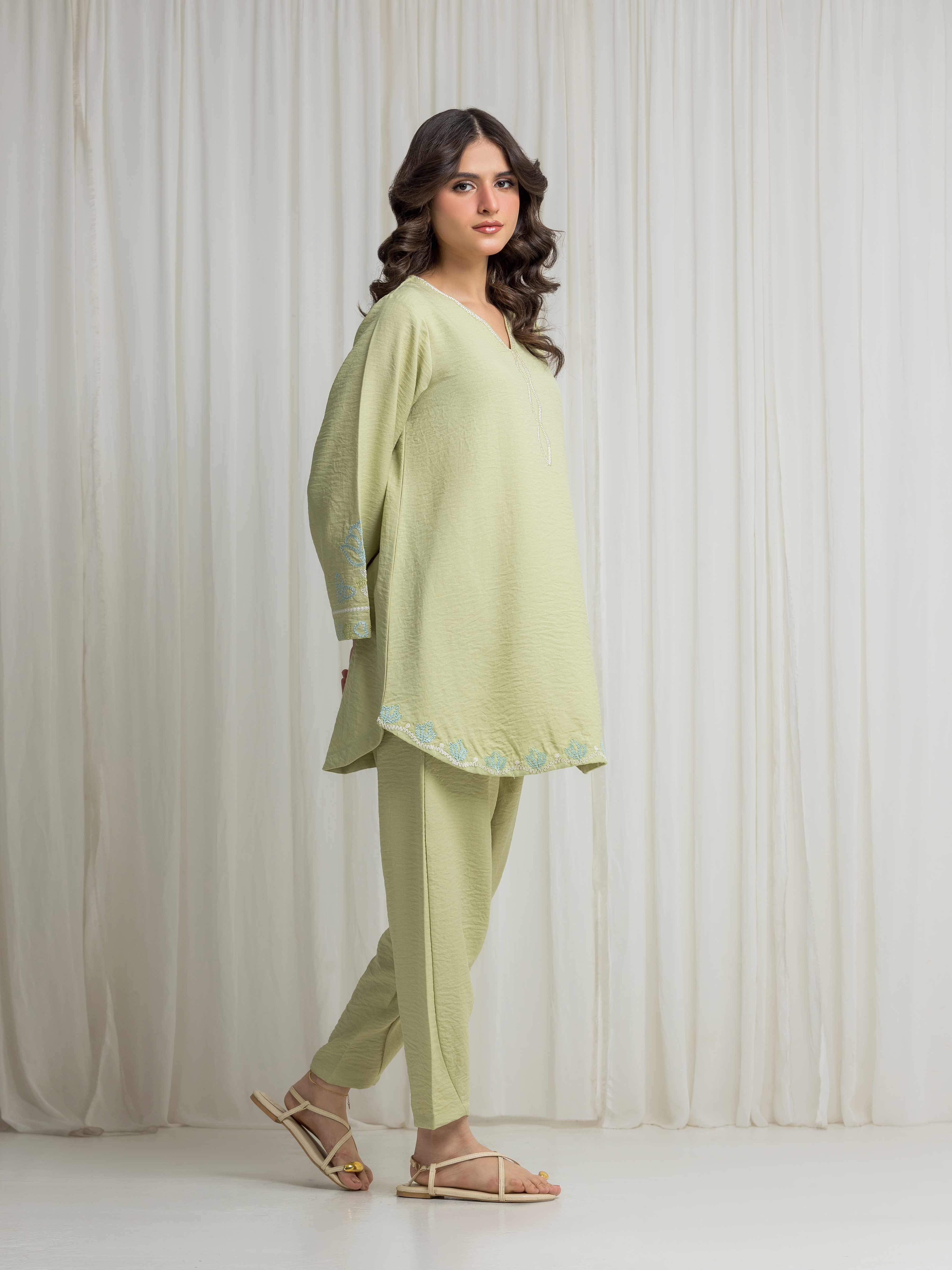 Embroidered Georgette Shirt Trouser - EWTKED6-86160ST - Image 5