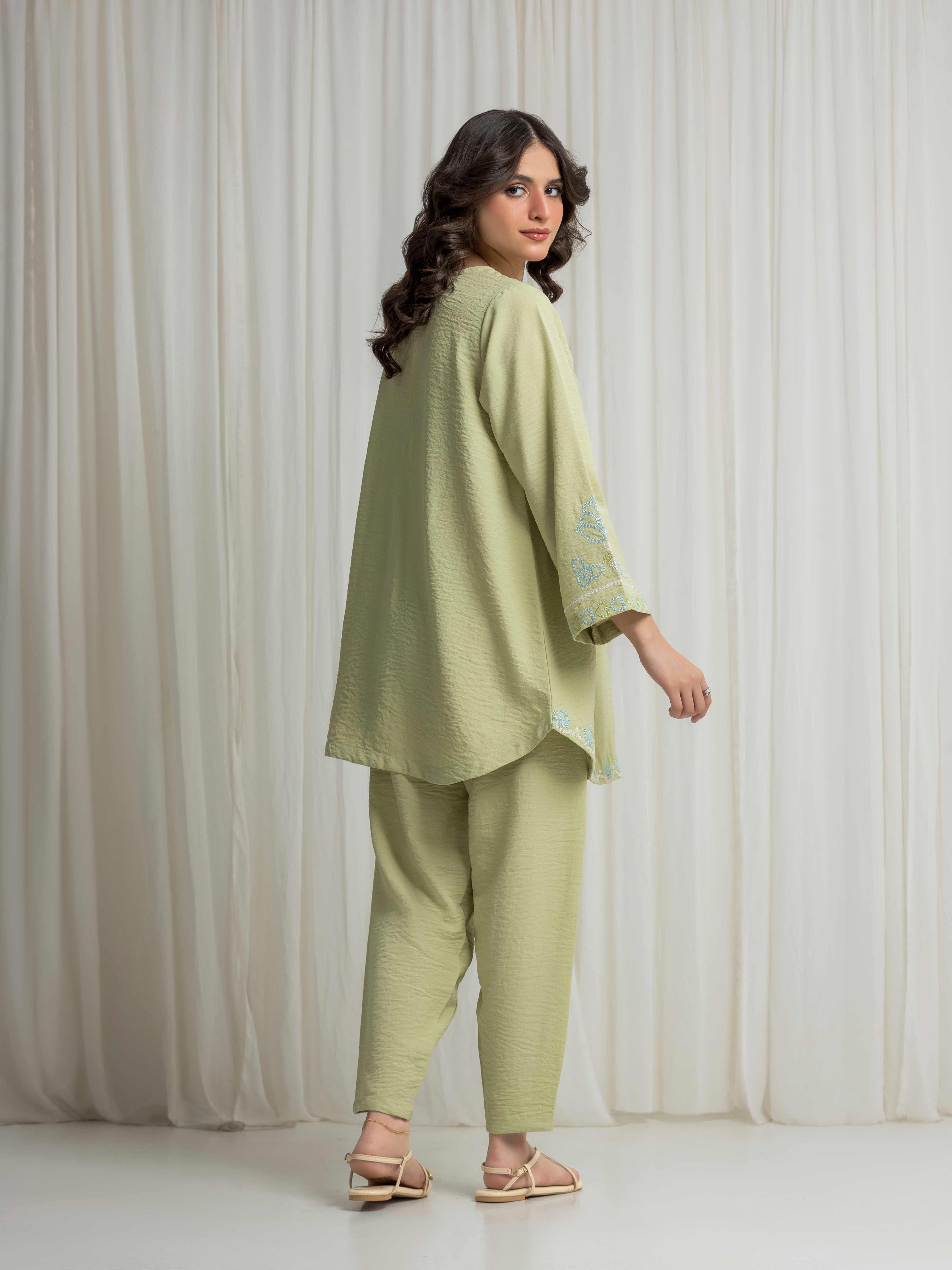 Embroidered Georgette Shirt Trouser - EWTKED6-86160ST - Image 6