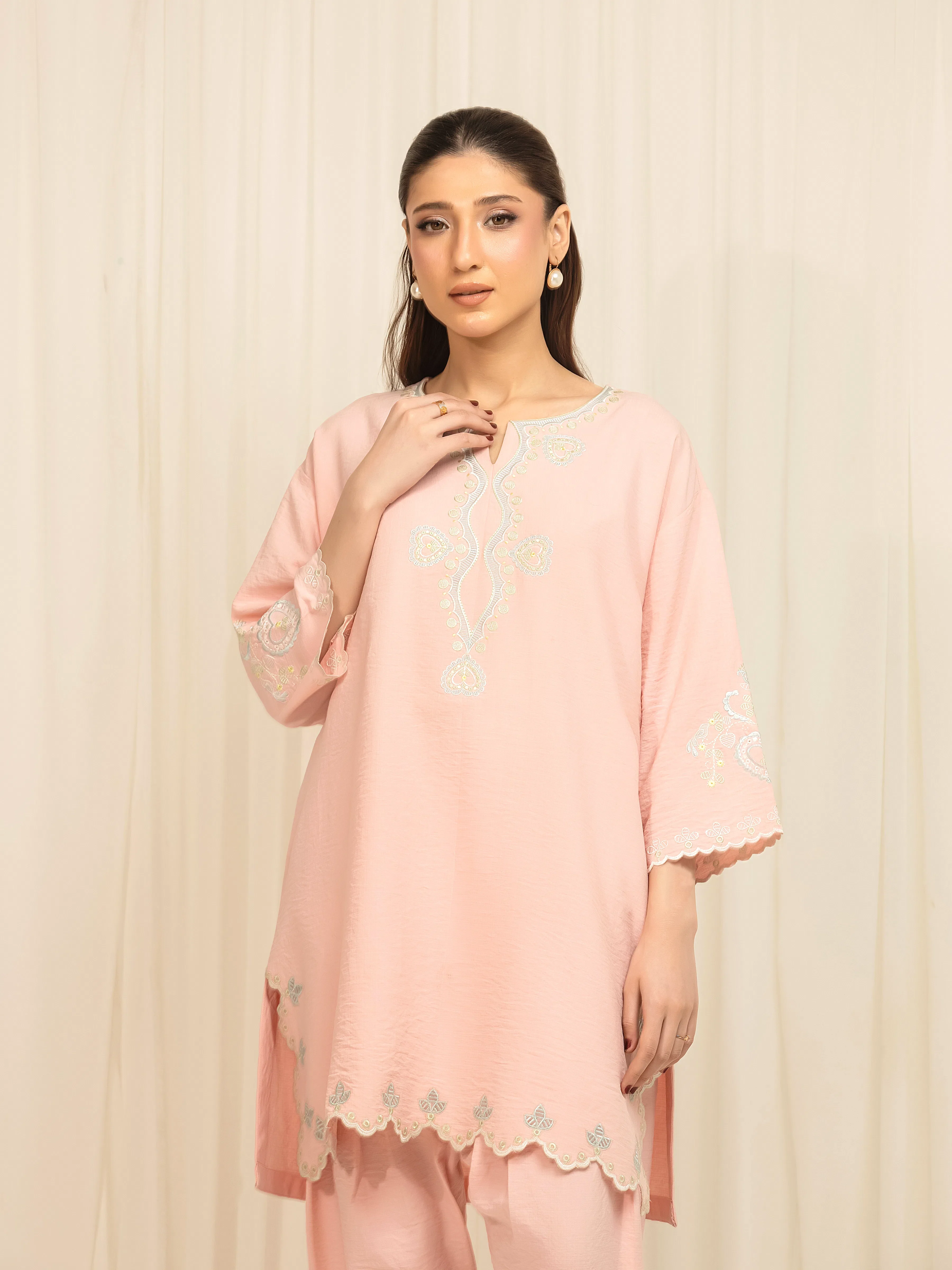 Embroidered Georgette Co-Ord Set - EWTKED6-86161ST - Image 2