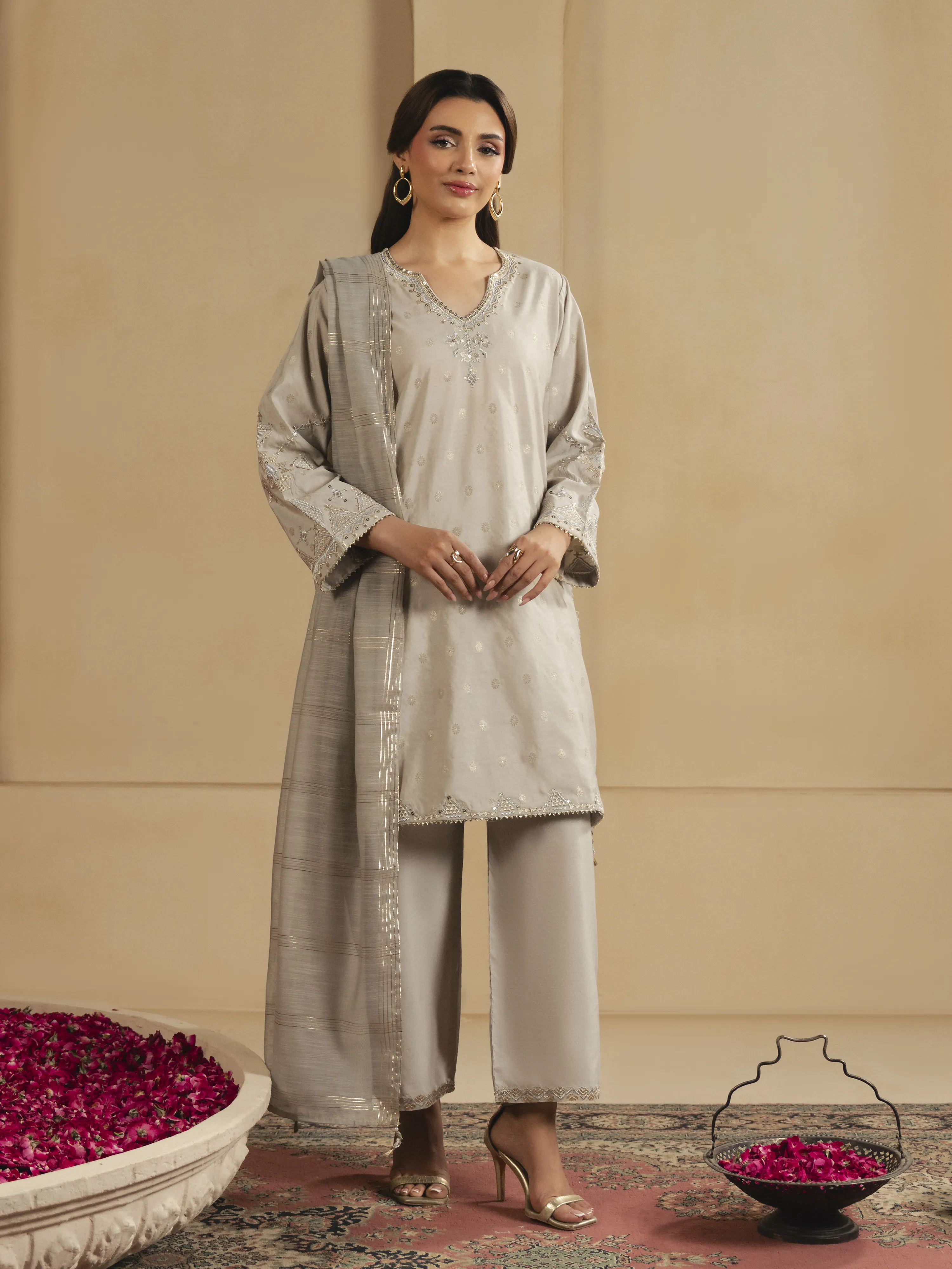 Embroidered Jacquard Suit - EWTKED6-86135-3P