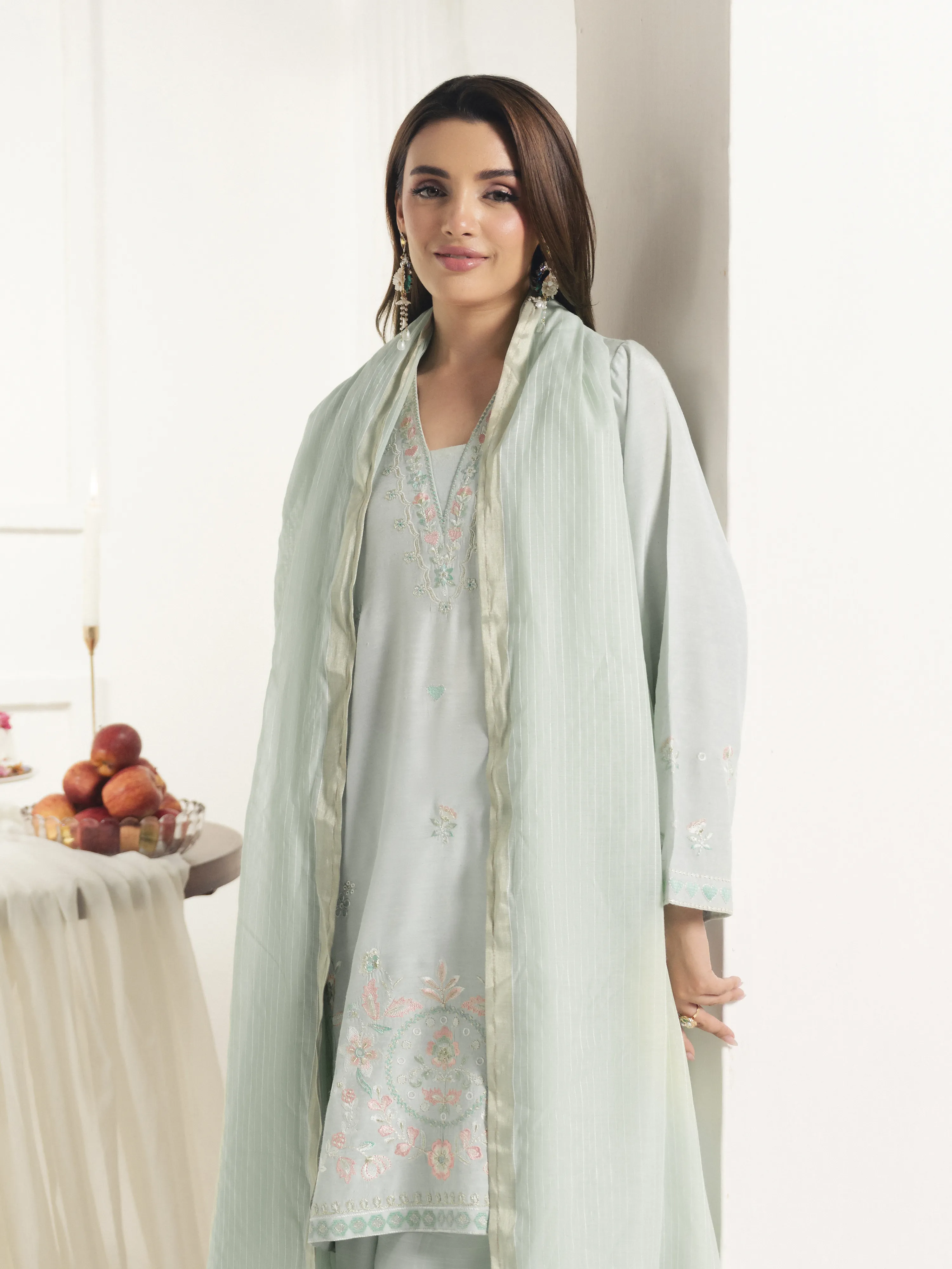 Embroidered Karandi Suit - EWTKED6-86080-3P - Image 2