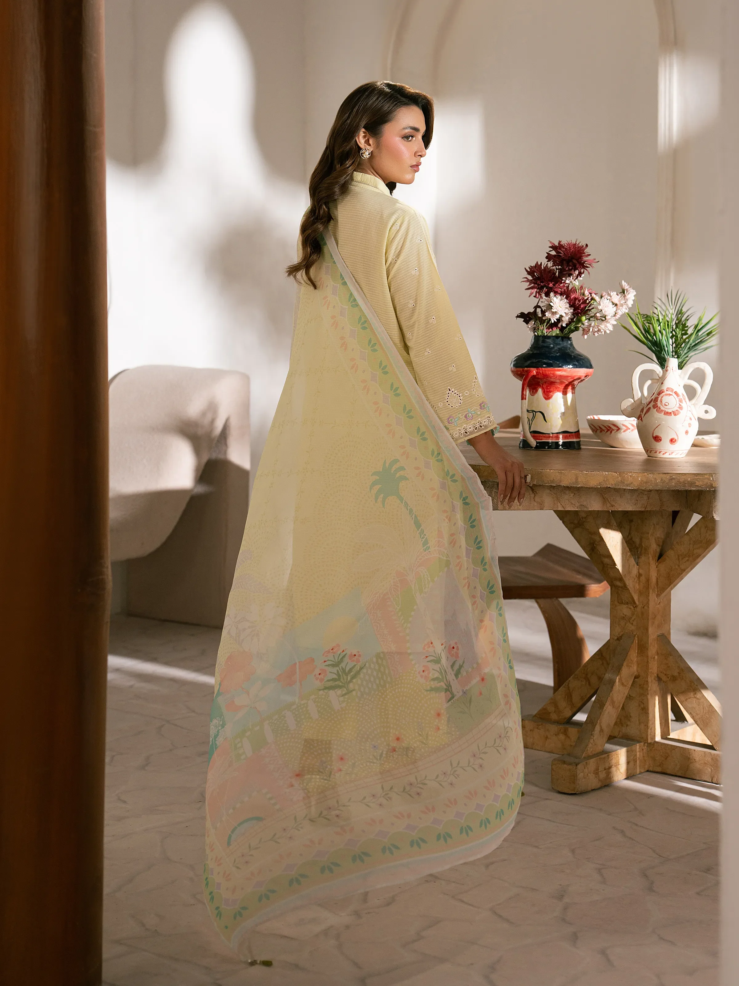 Embroidered Slub Lawn Suit - EWTKED5-82405-3P - Image 6
