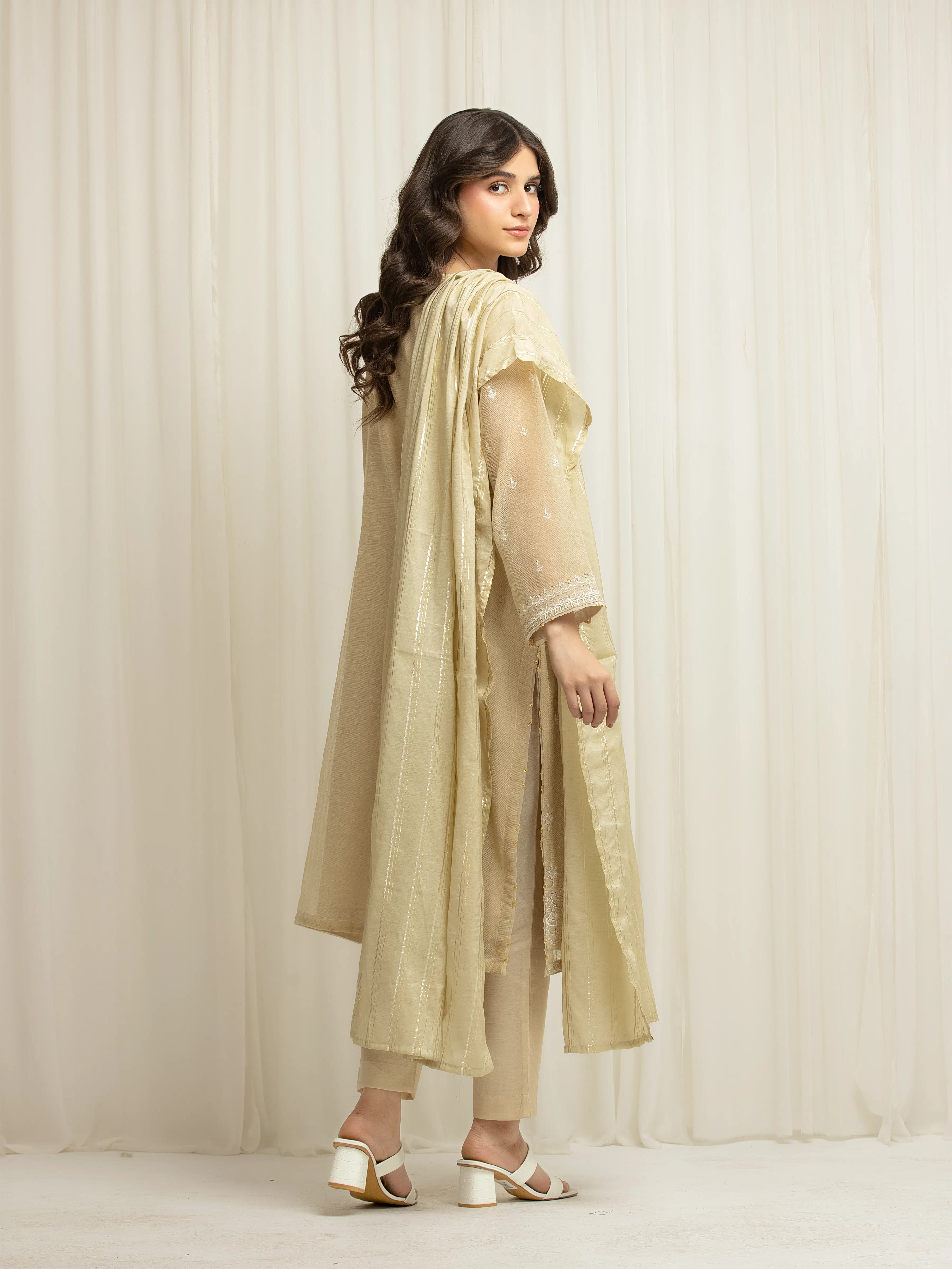 Embroidered Net Suit - EWTPLED5-00051-3P - Image 6