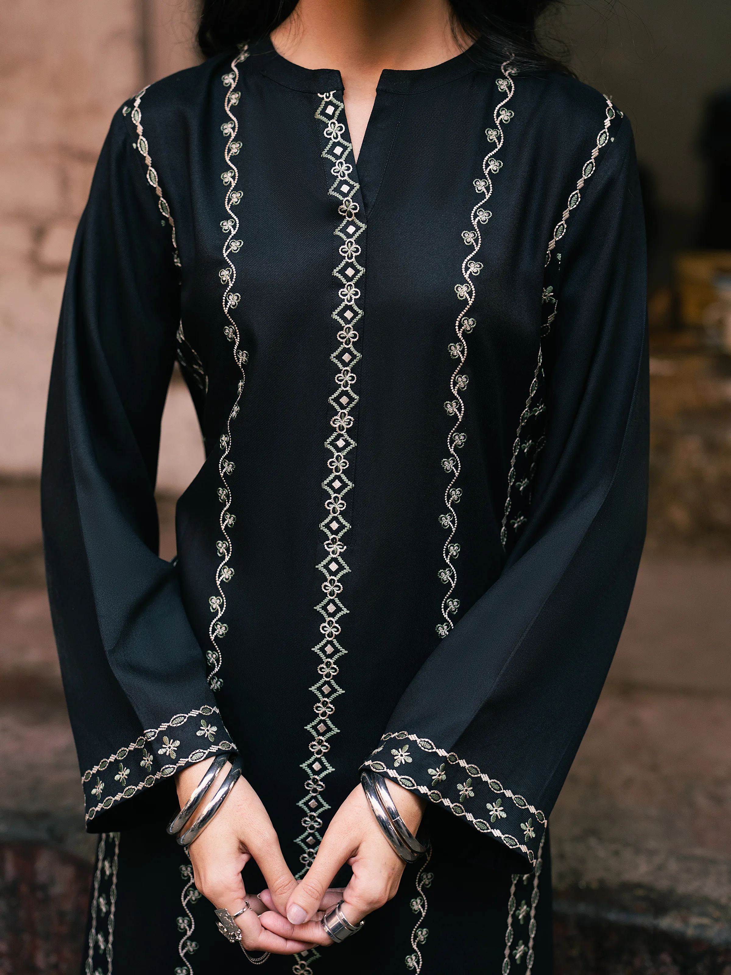 Embroidered Viscose Co-Ord Set - EWTKED5-84057ST - Image 3