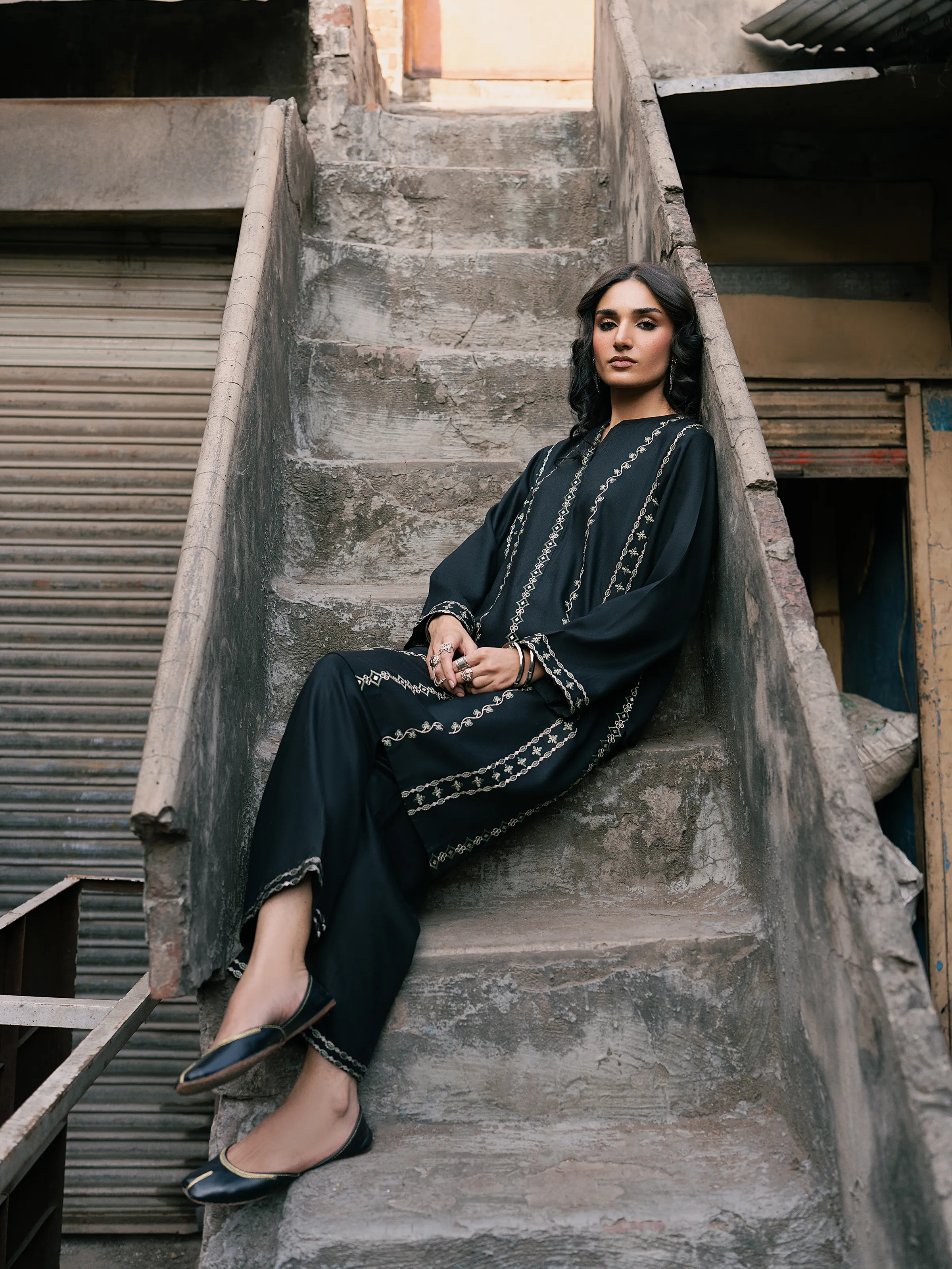 Embroidered Viscose Co-Ord Set - EWTKED5-84057ST - Image 4