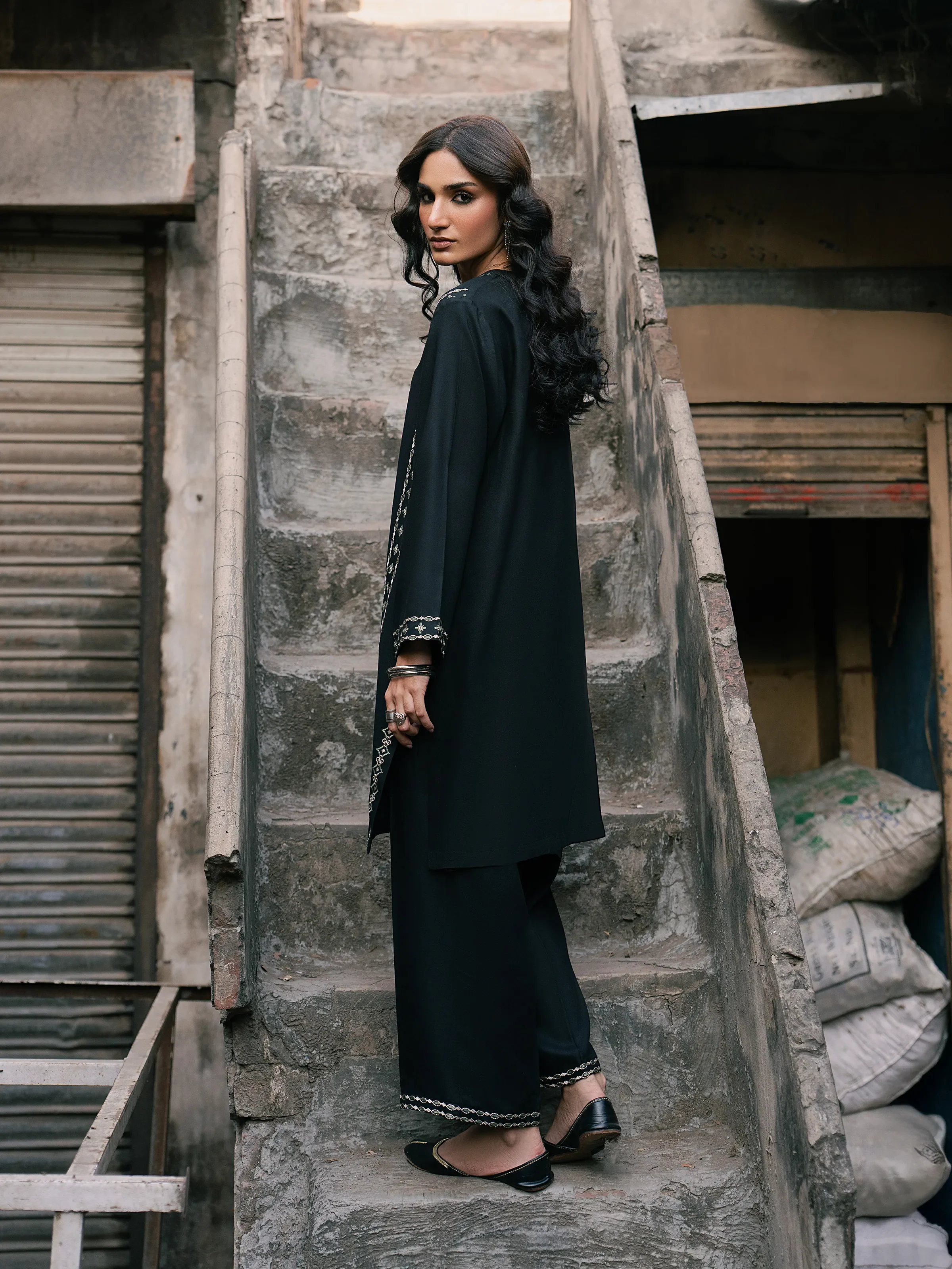 Embroidered Viscose Co-Ord Set - EWTKED5-84057ST - Image 6