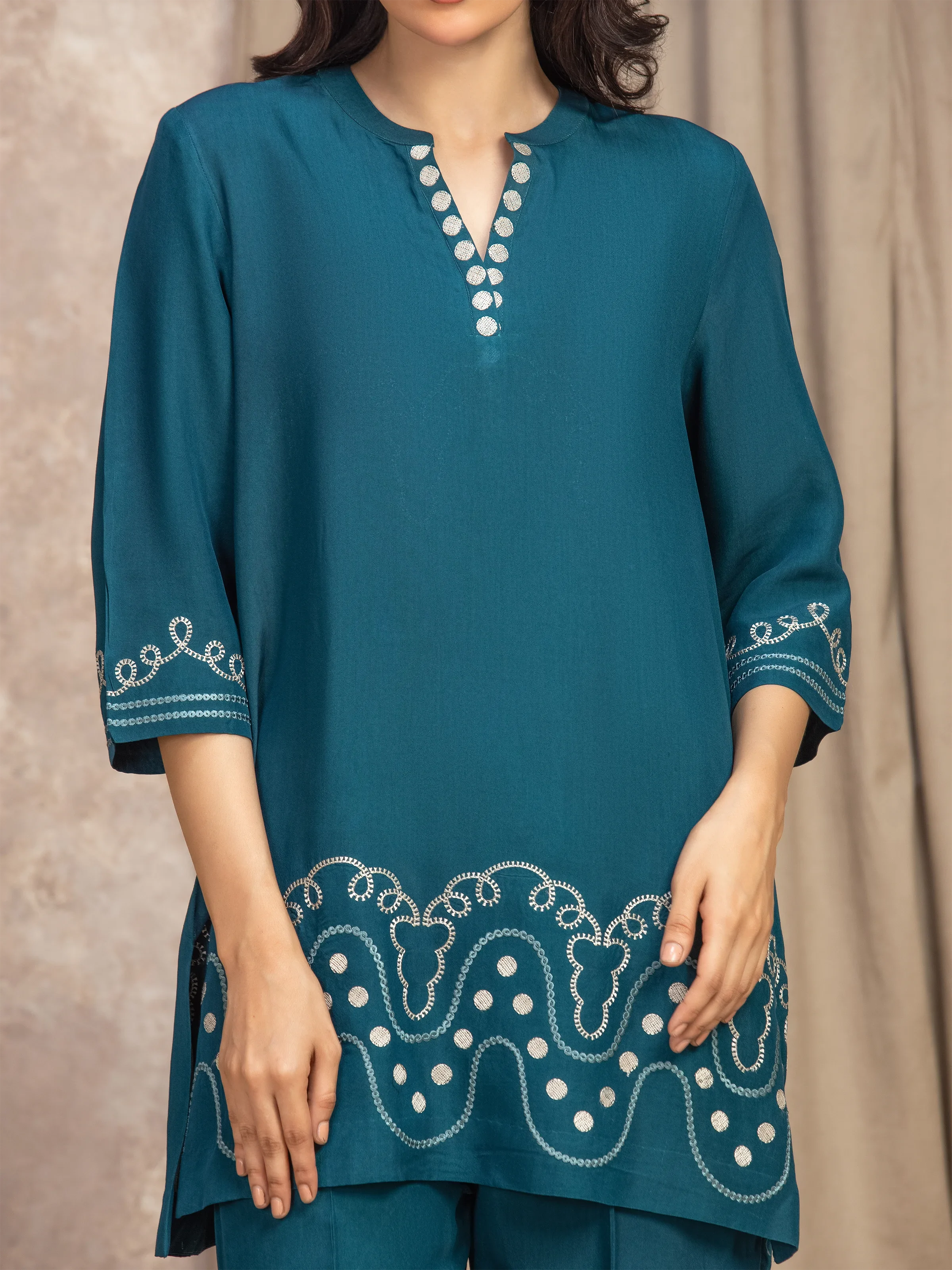 Embroidered Viscose Co-Ord Set - EWTKED5-84062ST - Image 3