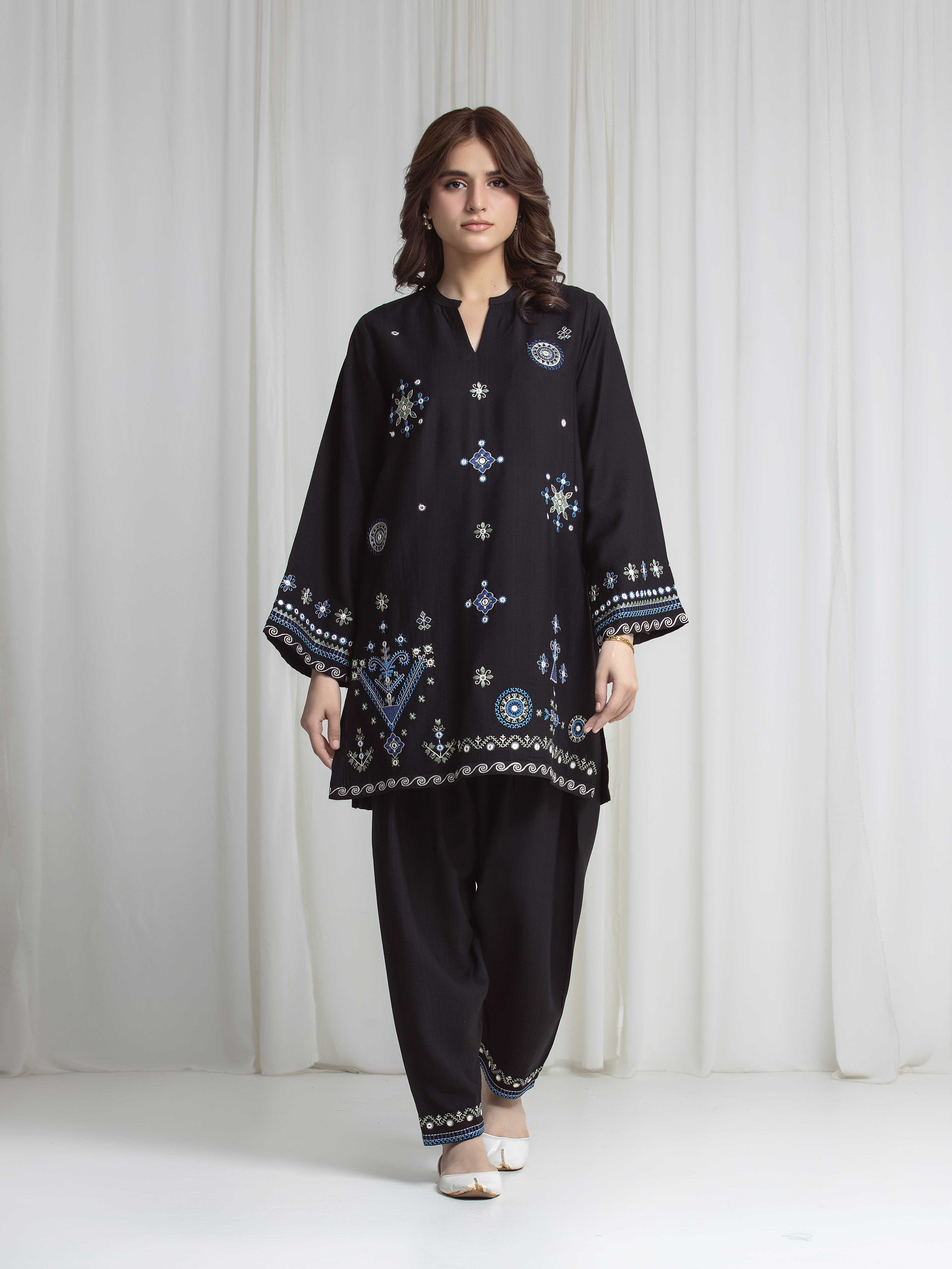 Embroidered Viscose Co-Ord Set - EWTKED6-86178ST