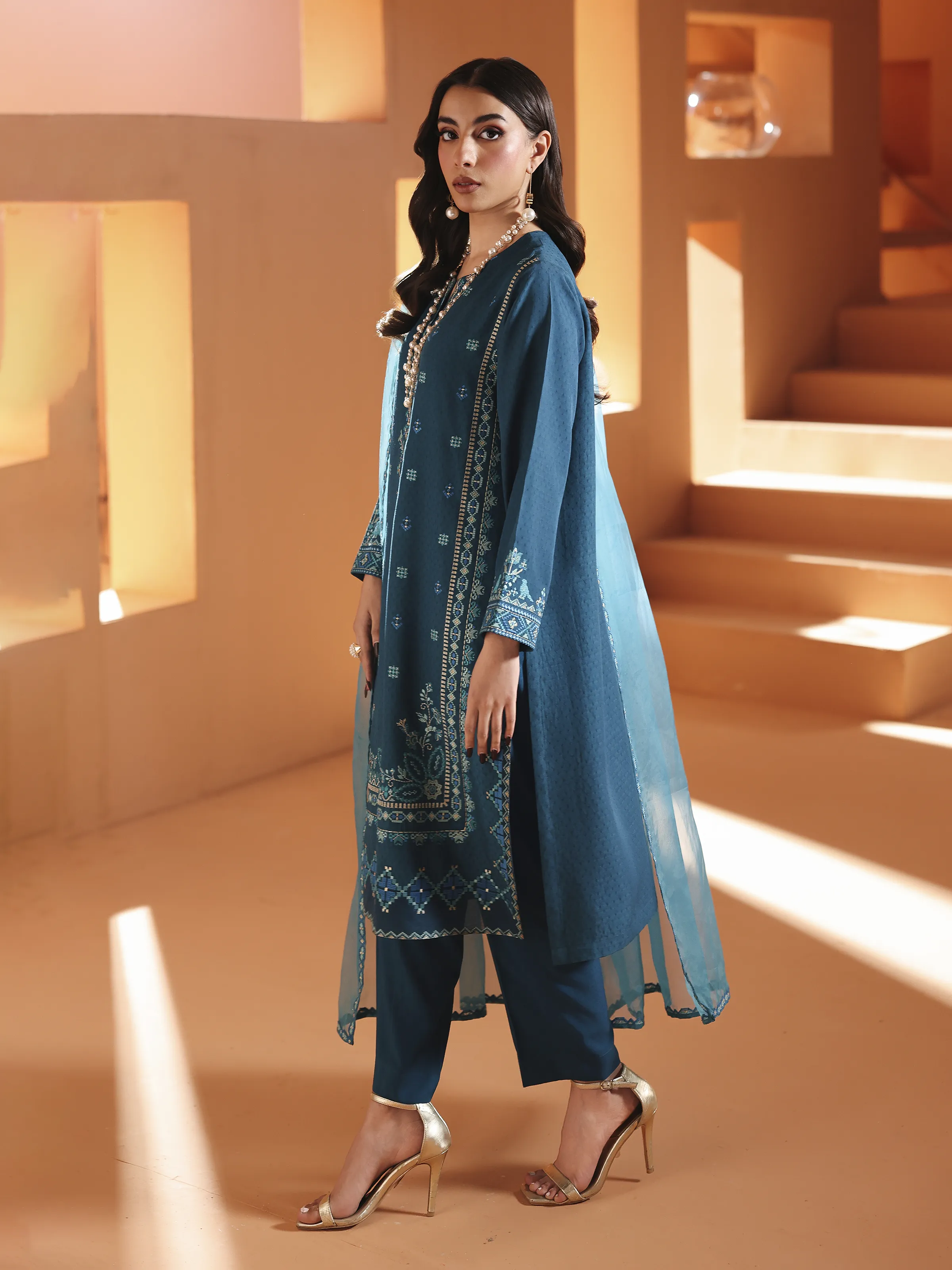 Pret Embroidered Dobby Filament Viscose Suit - EWTKED6-84117-3P - Image 3