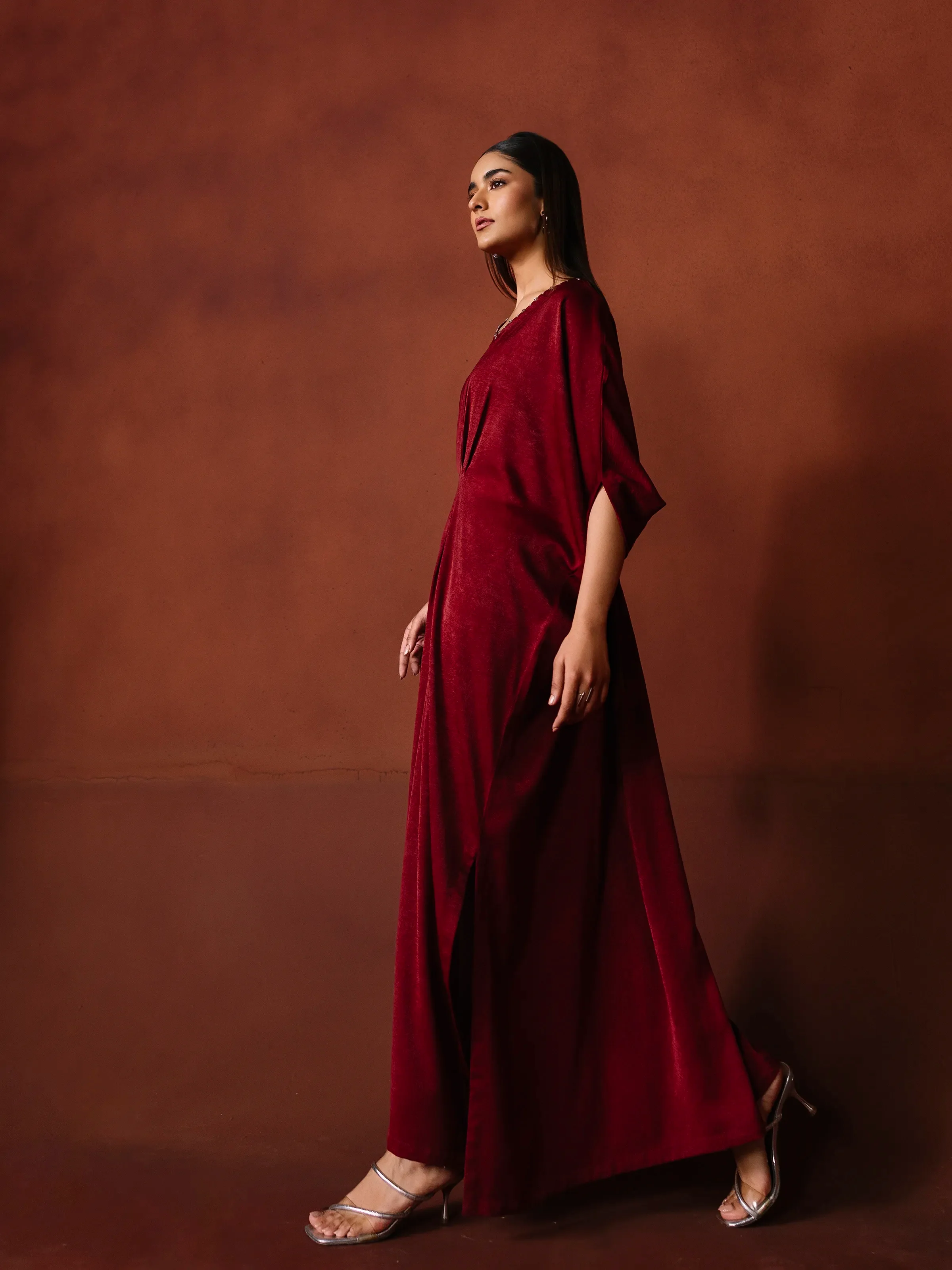 Solid Crepe Kaftan - EWTKS6-86088S - Image 4