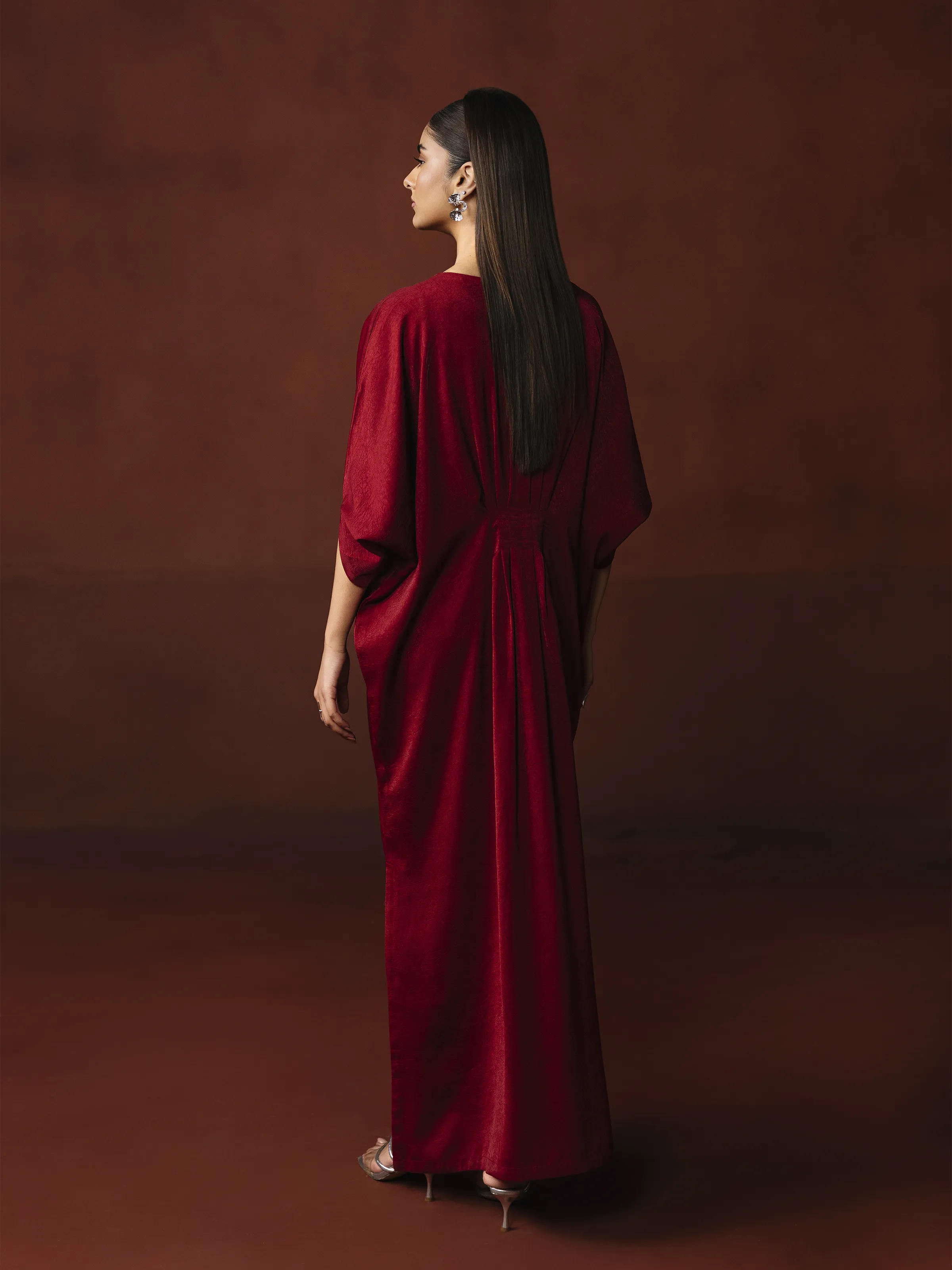 Solid Crepe Kaftan - EWTKS6-86088S - Image 6