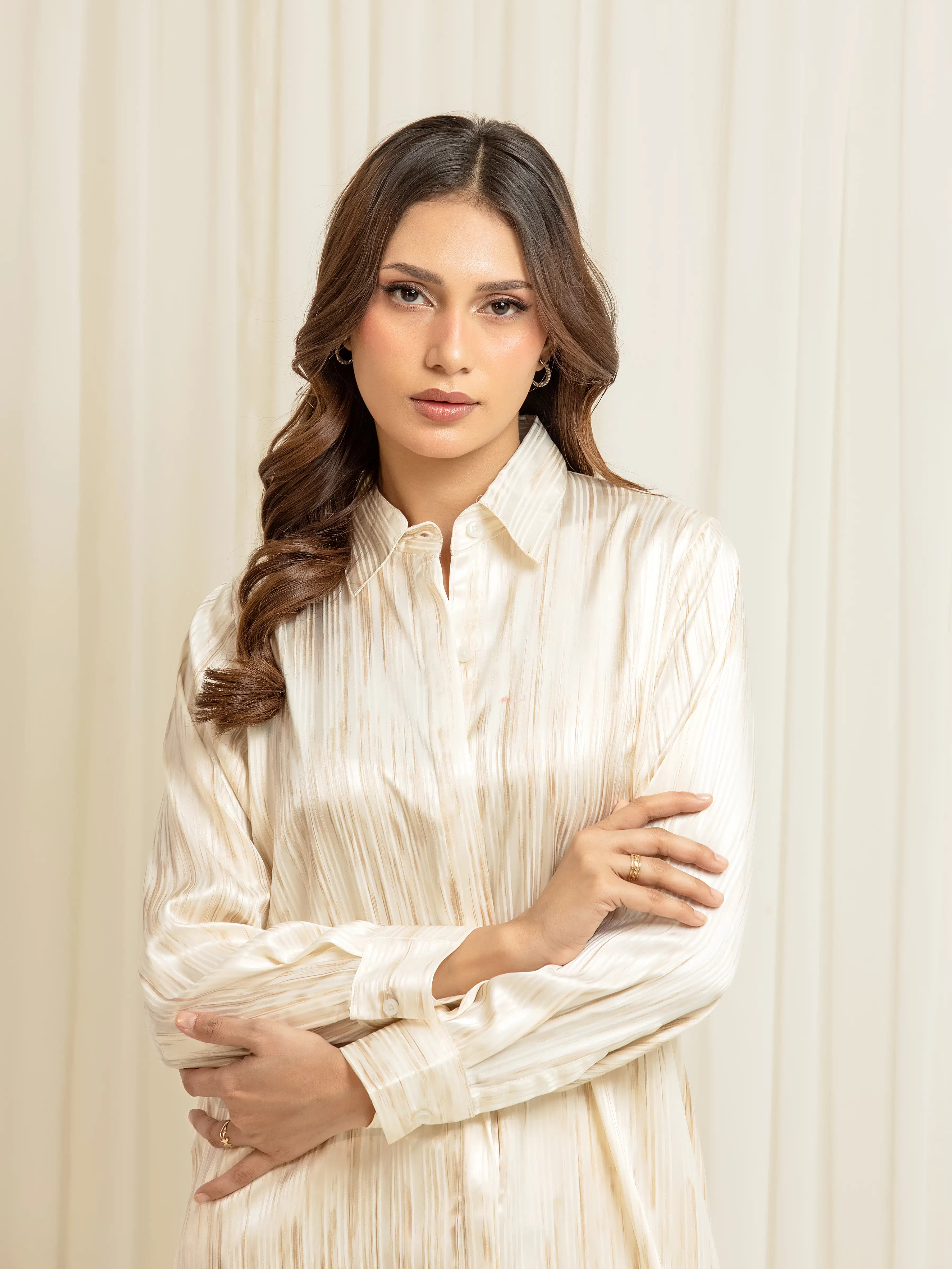 Solid Silk Co-Ord Set - EWTKS6-86145ST - Image 2