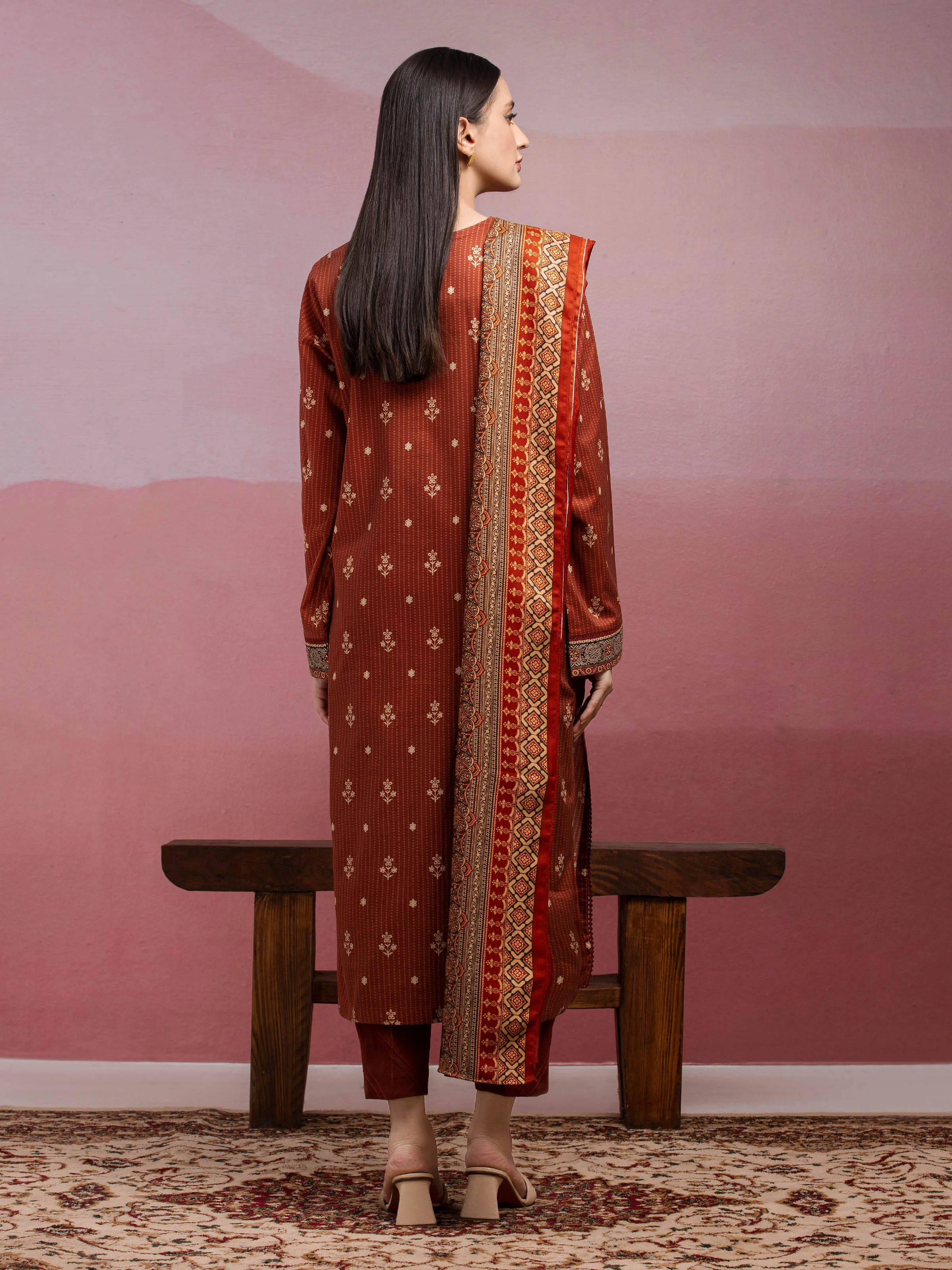 Printed Khaddar Shirt - EWU5M3-116S - Image 6