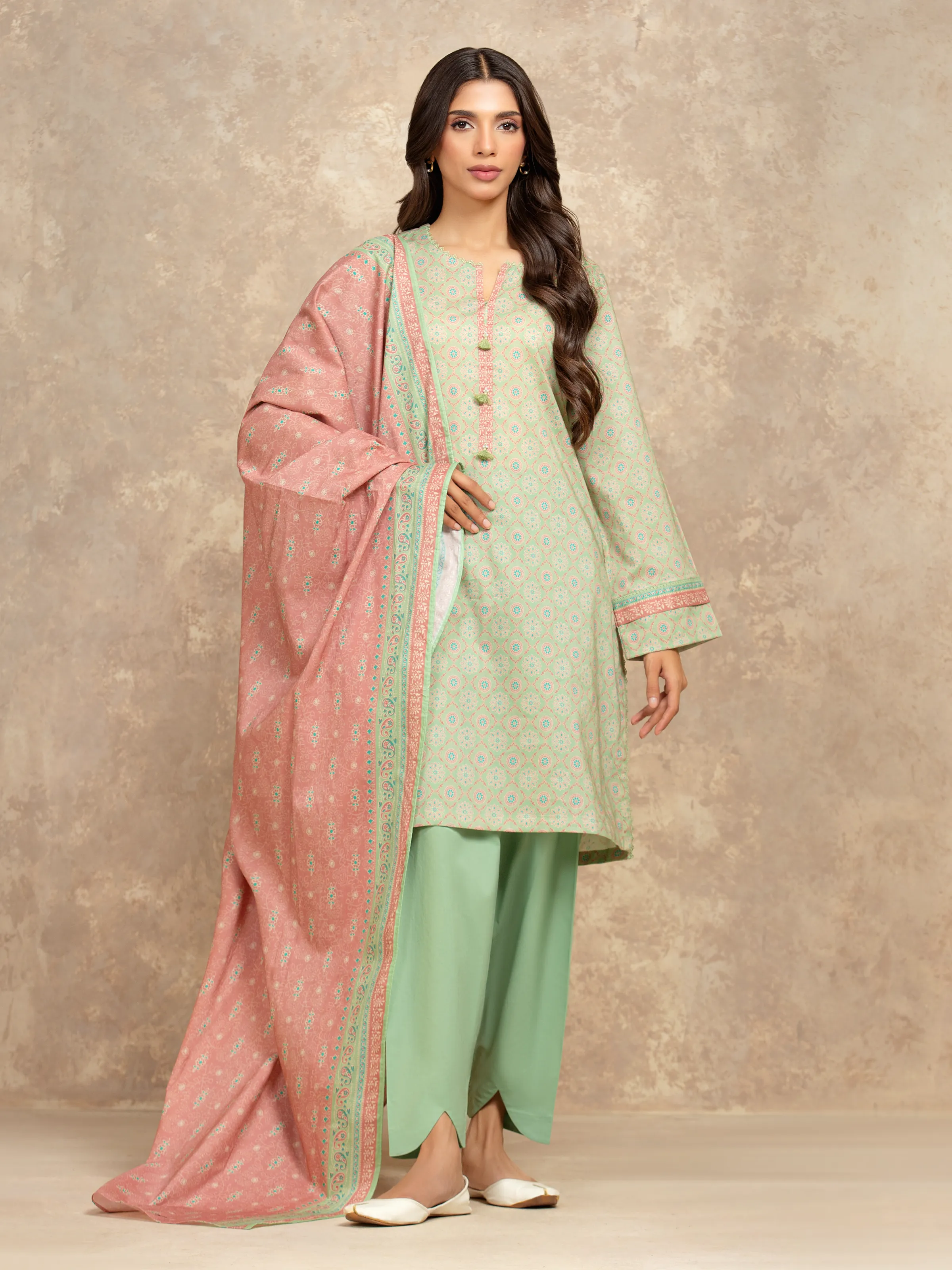 Printed Lawn Shirt Dupatta - EWU6A1-36531SD