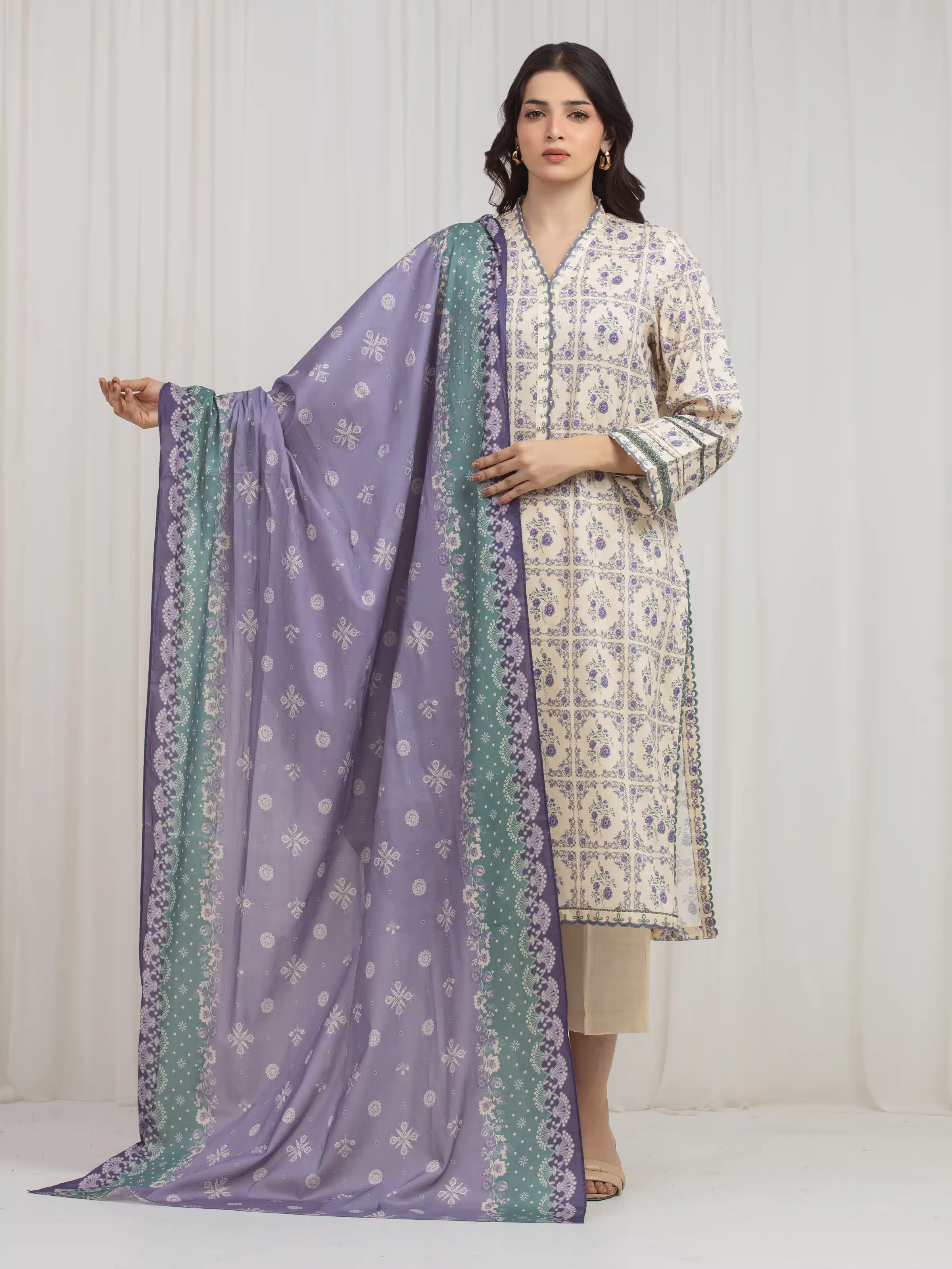 Printed Lawn Suit - EWU6A1-36605-3P