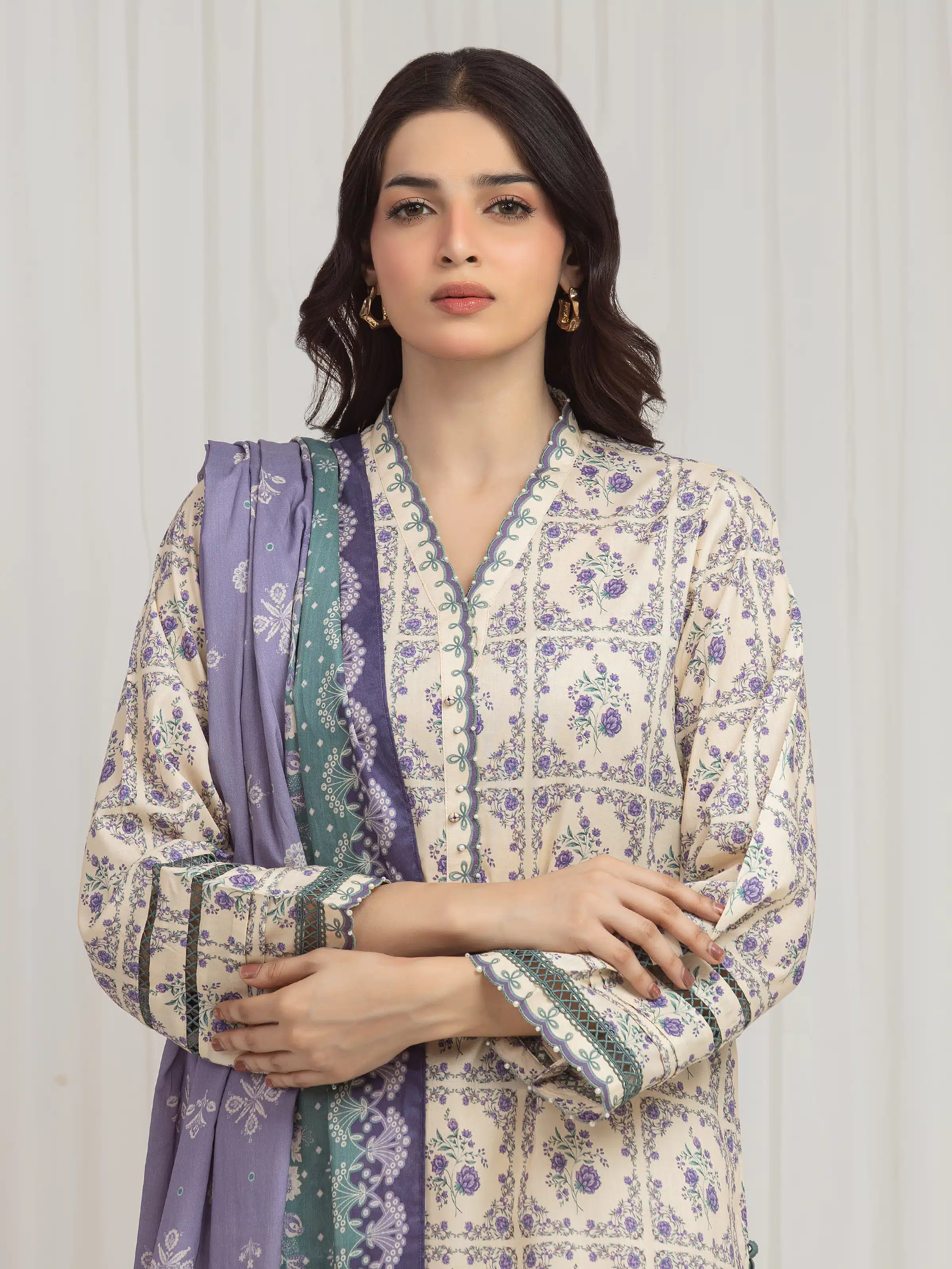 Printed Lawn Suit - EWU6A1-36605-3P - Image 2
