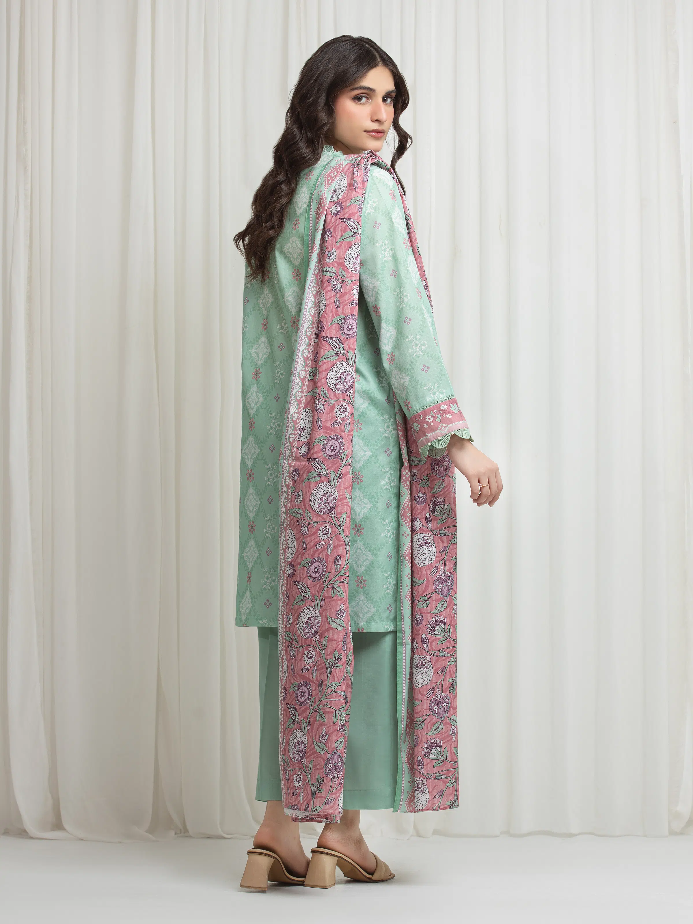 Printed Lawn Suit - EWU6A1-36617-3P - Image 5