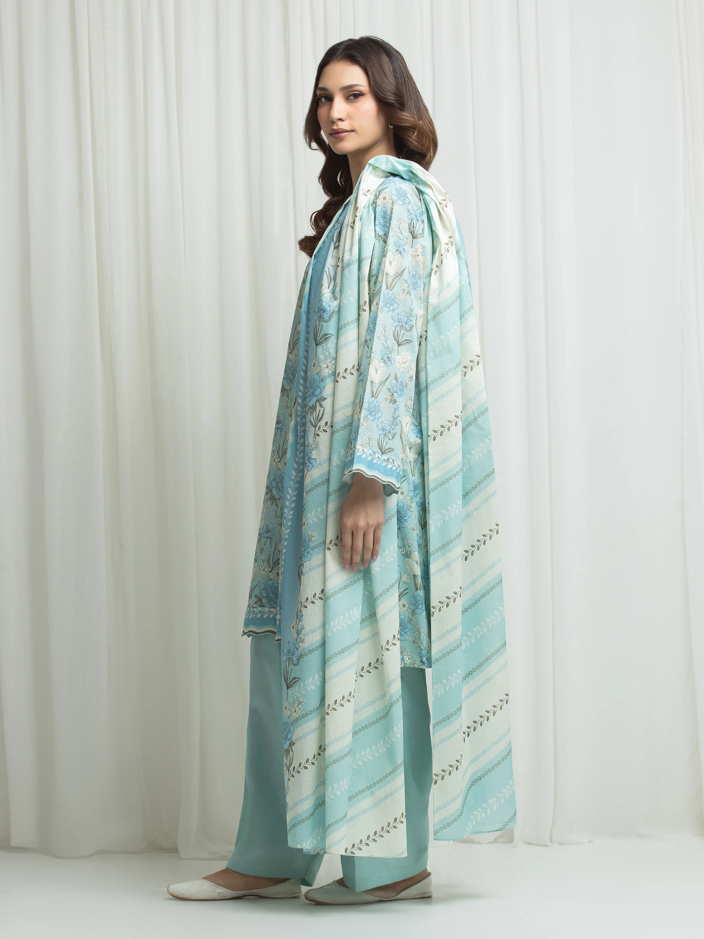 Printed Lawn Suit - EWU6A1-36634-3P - Image 5